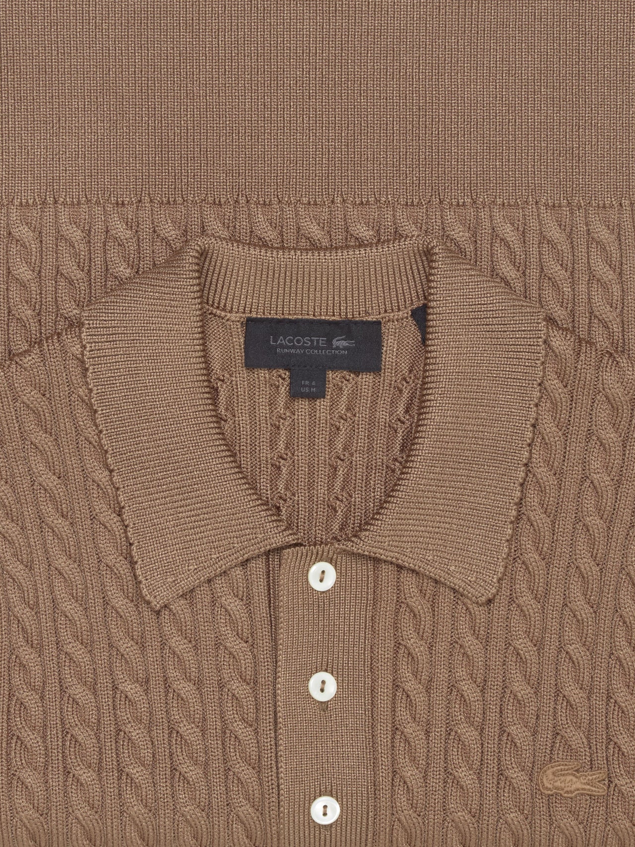 Cable Knit Polo in Elderton Brown