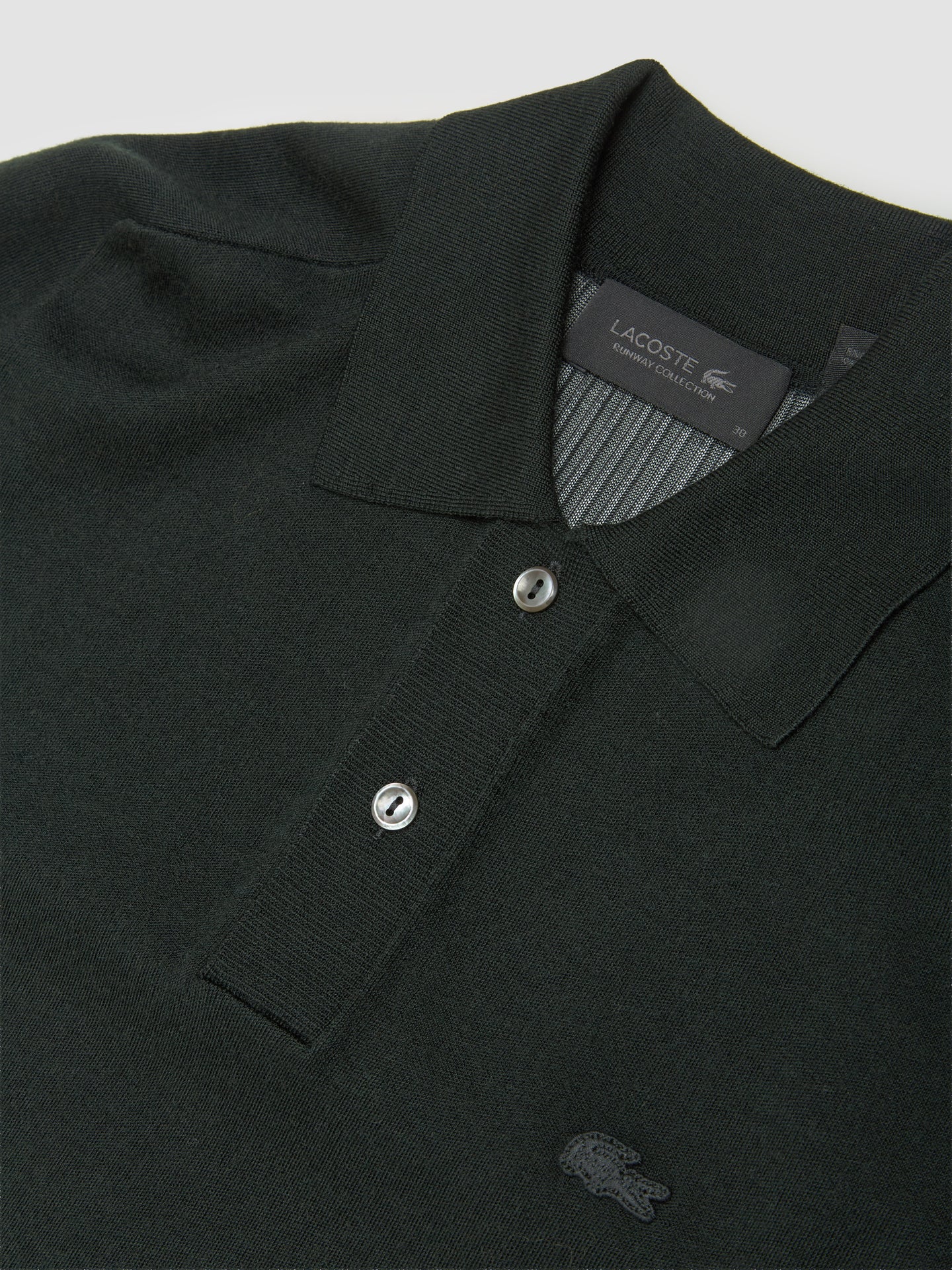 Long Sleeve Polo in Dark Green