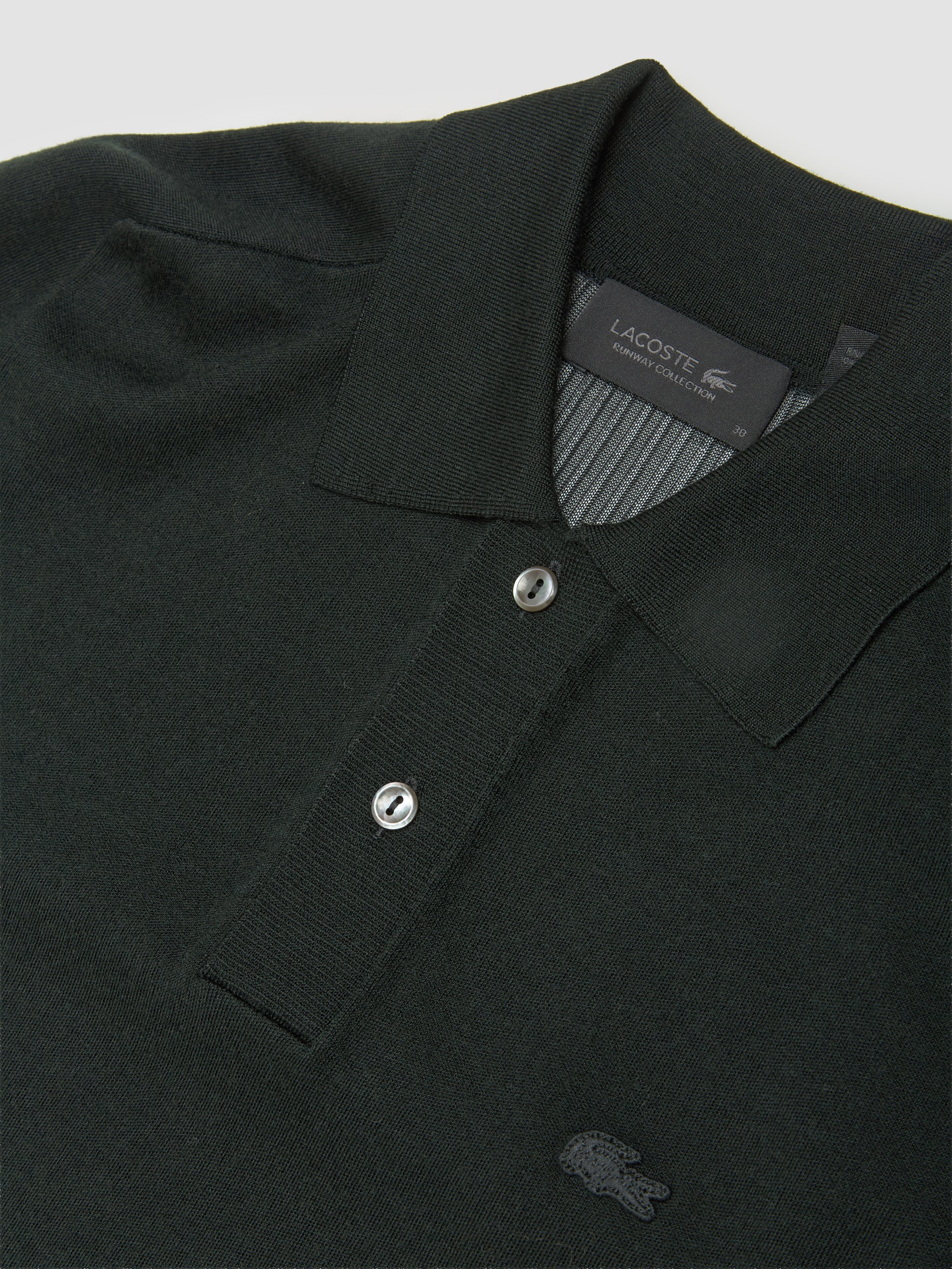 Long Sleeve Polo in Dark Green