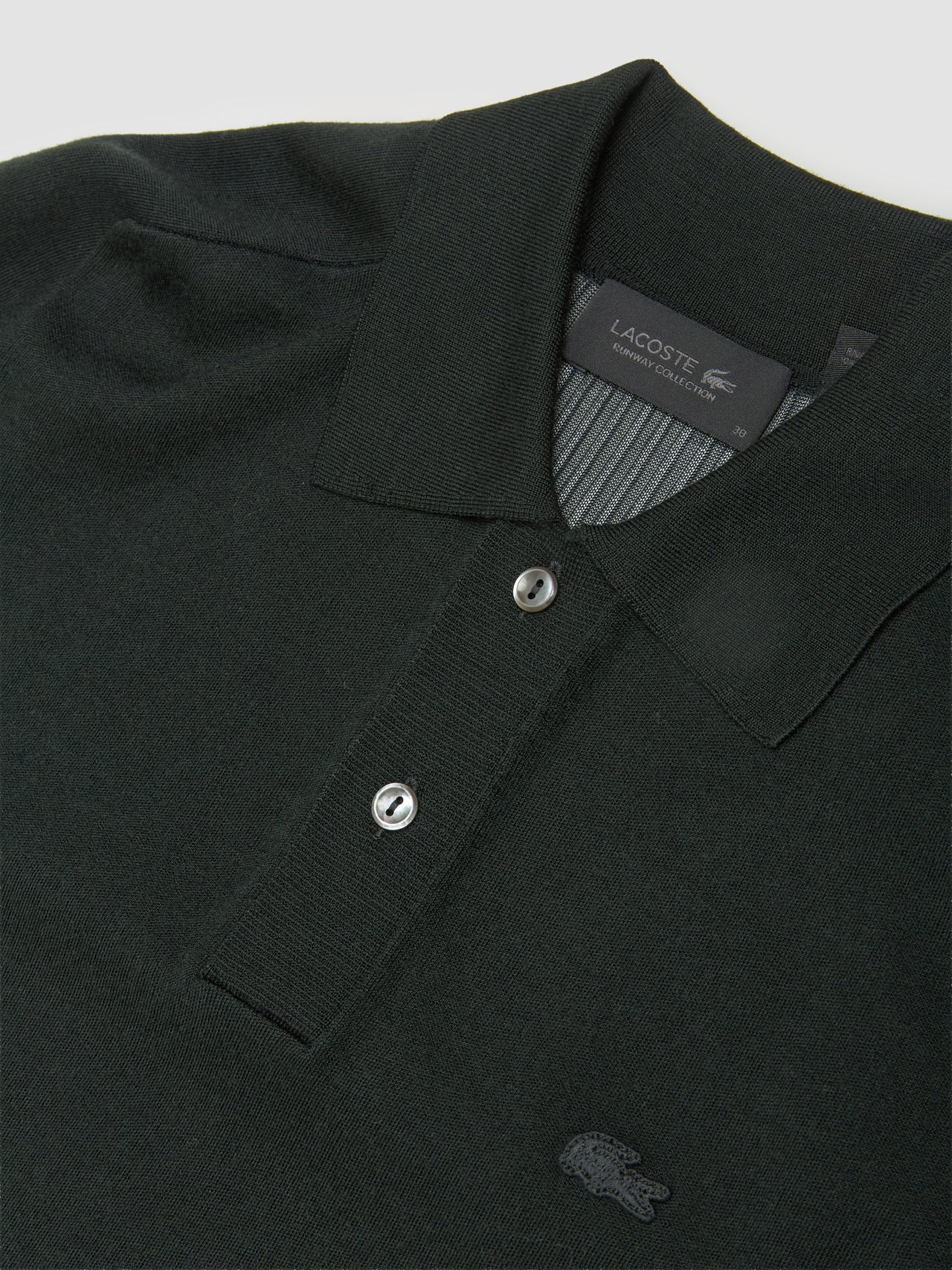 Long Sleeve Polo in Dark Green