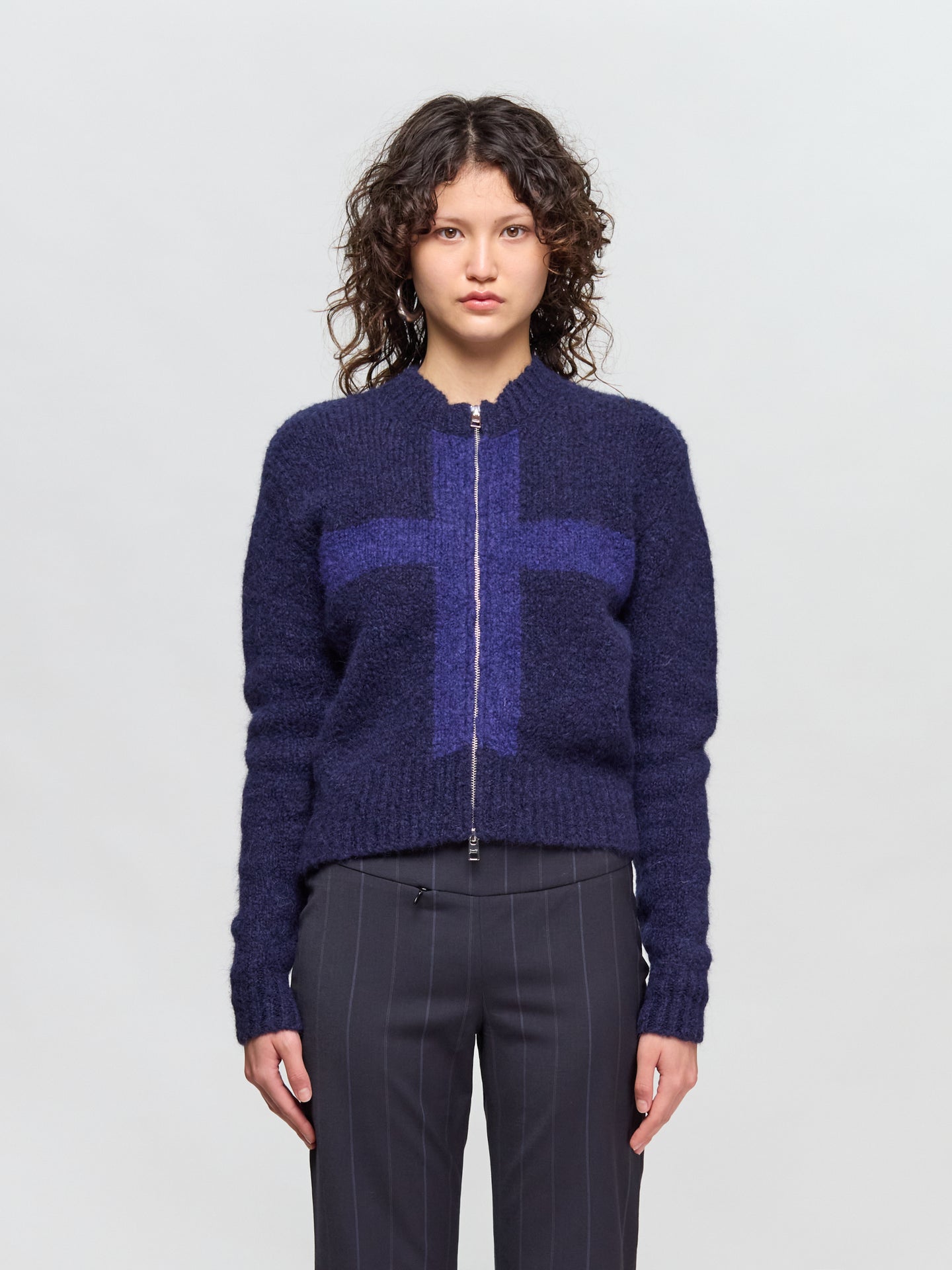 Cruz Zipped Cardigan in Blue