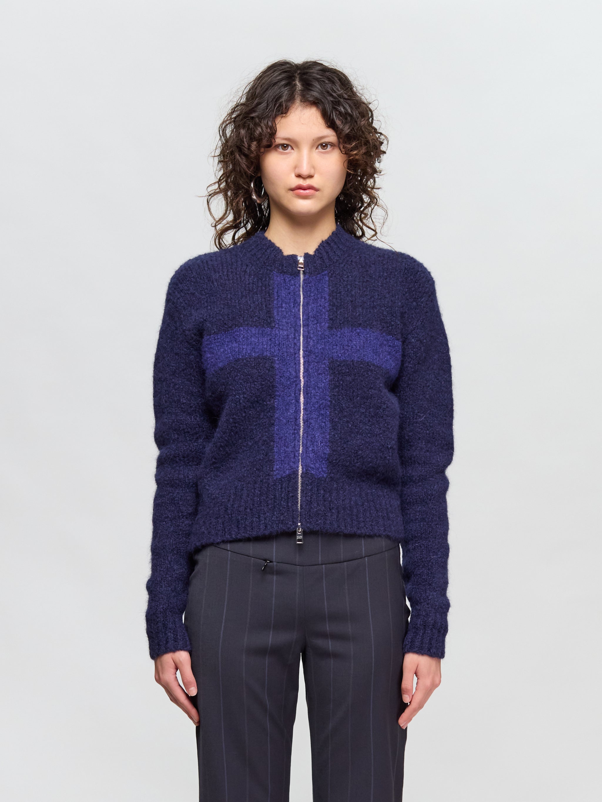 Cruz Zipped Cardigan in Blue