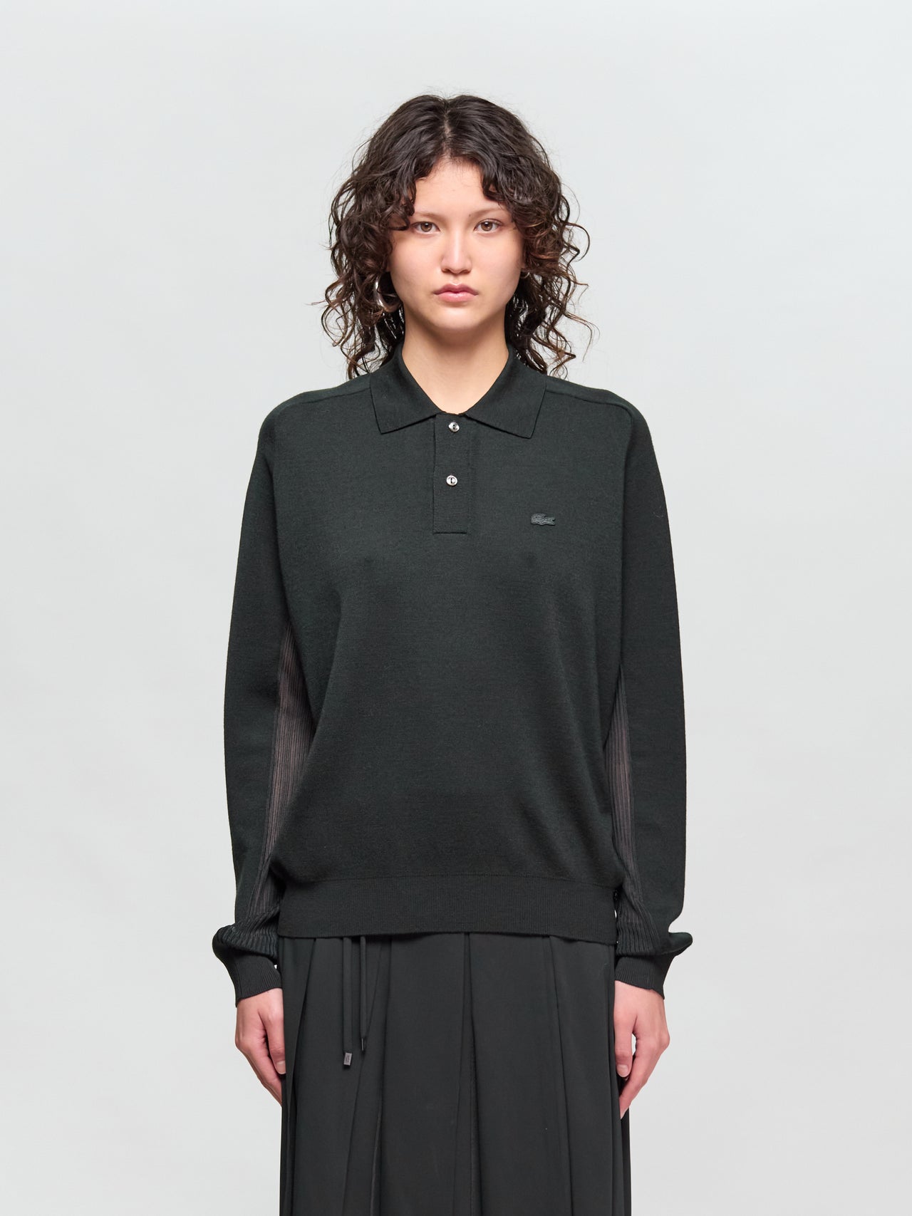 Long Sleeve Polo in Dark Green
