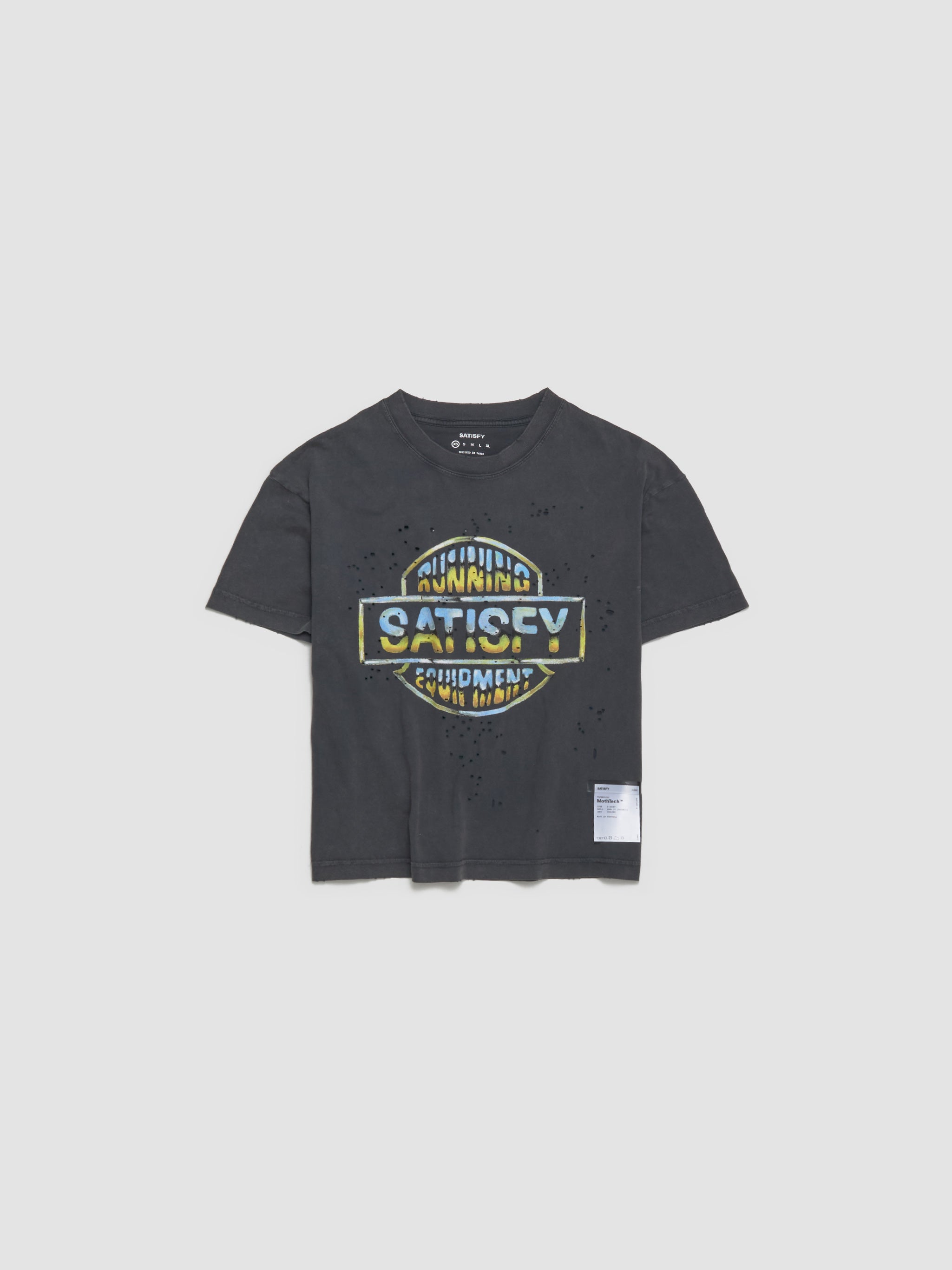 Cropped MothTech T-Shirt in Aged Black