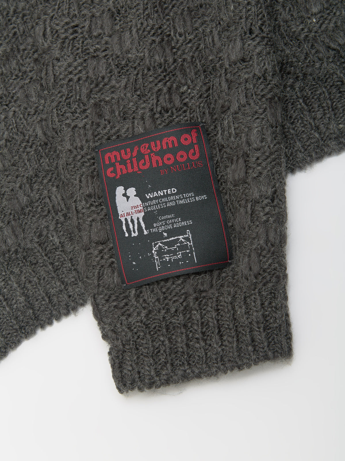 Chex Pattern Knitted Zip-Up Cardigan in Grey