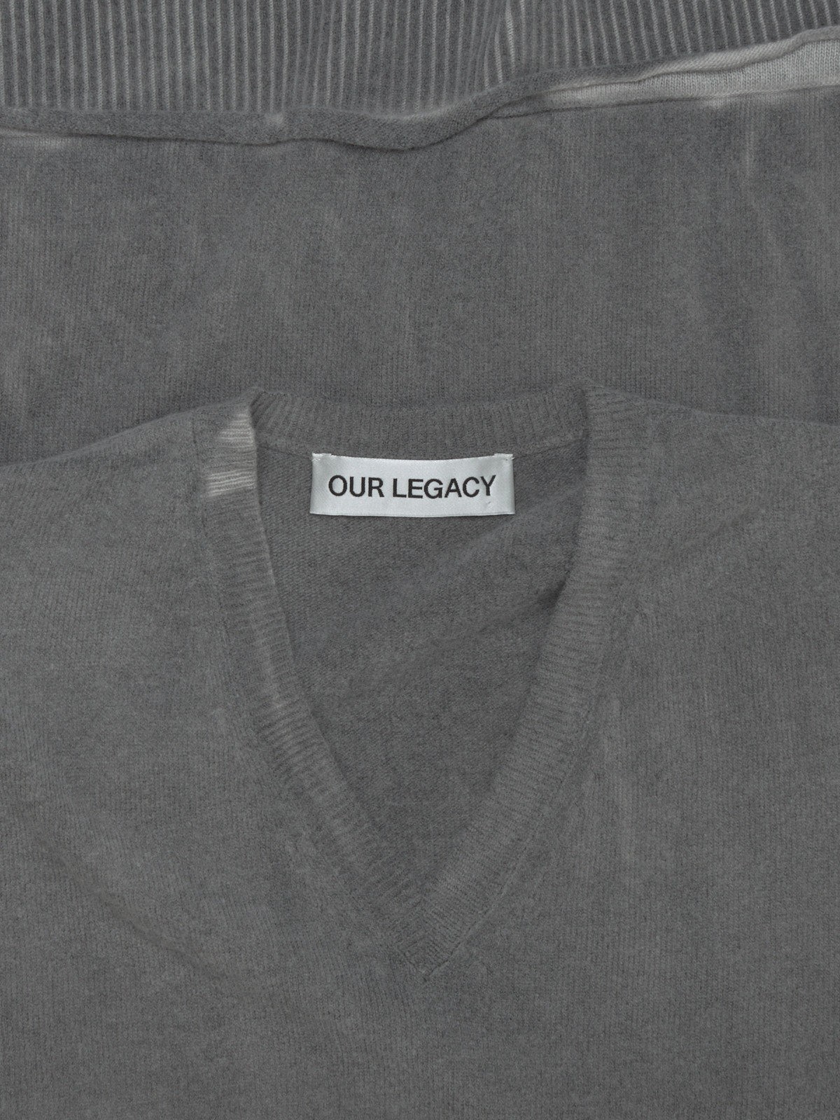 Parallel V-Neck in Grey Spray Dye Cherub Wool