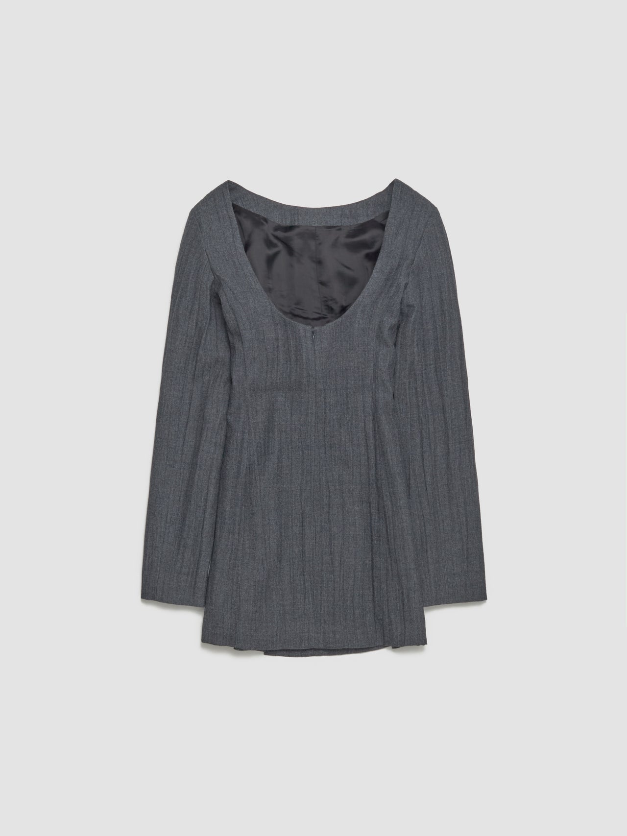 Firm Dress in Stone Grey Plisse Wool