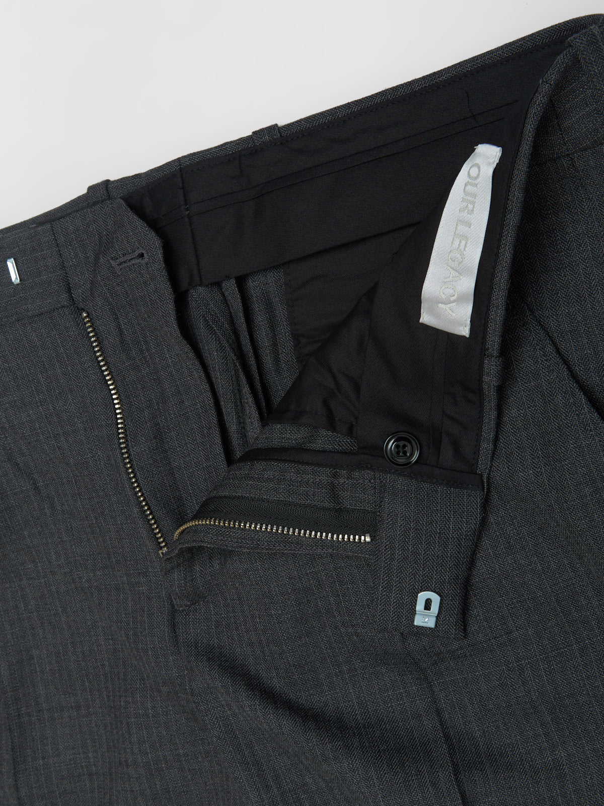 Slack Trouser in Smoke Grey Micro Herringbone