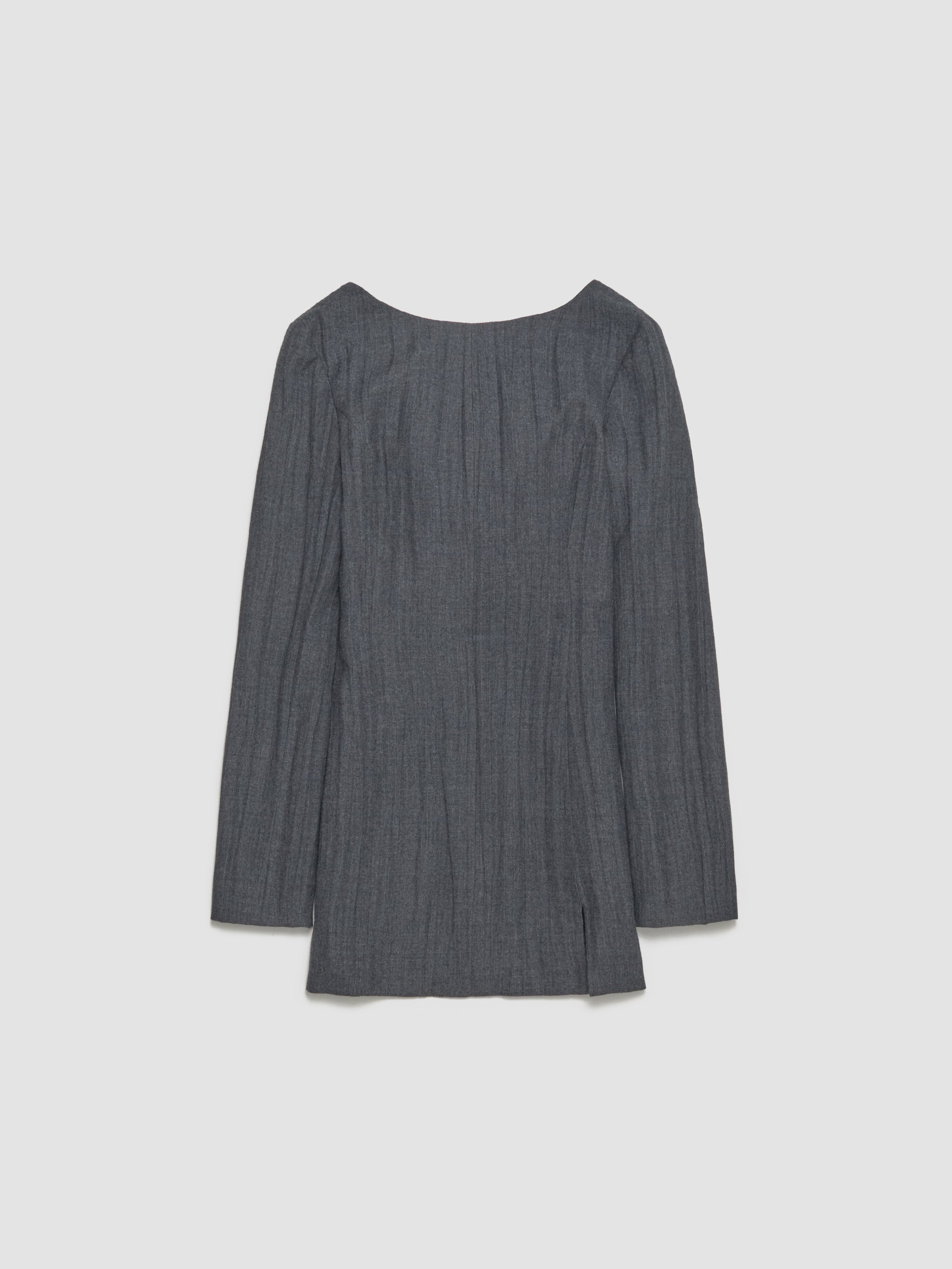Firm Dress in Stone Grey Plisse Wool