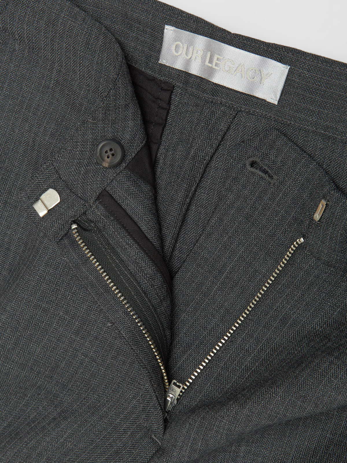 Poise Trousers in Smoke Grey Micro Herringbone