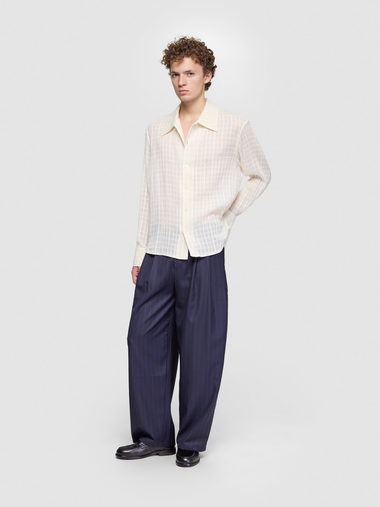 Piero Pants in Navy Double Pinstripe