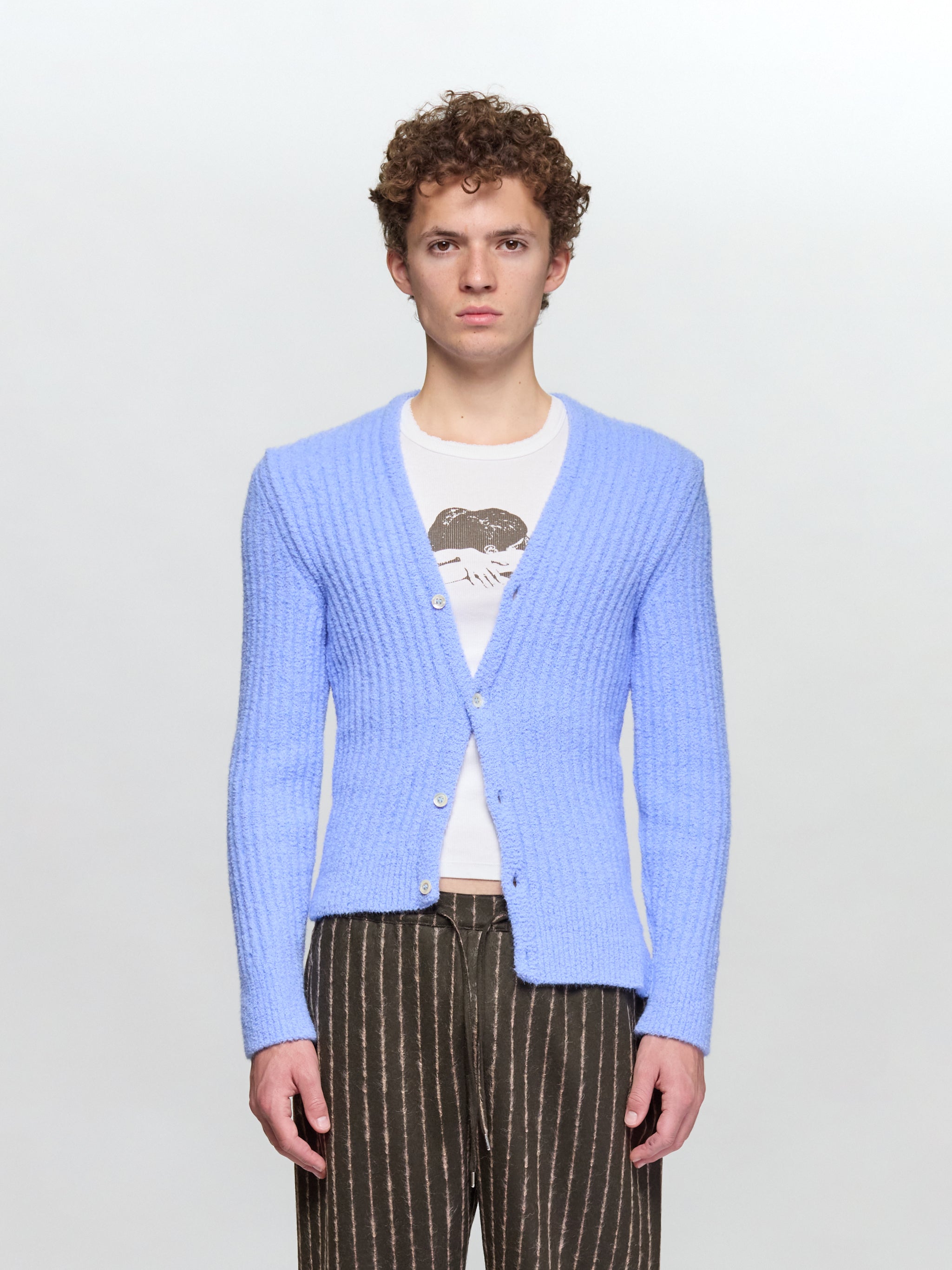 Cozy Asymmetric Knitted Cardigan in Light Blue