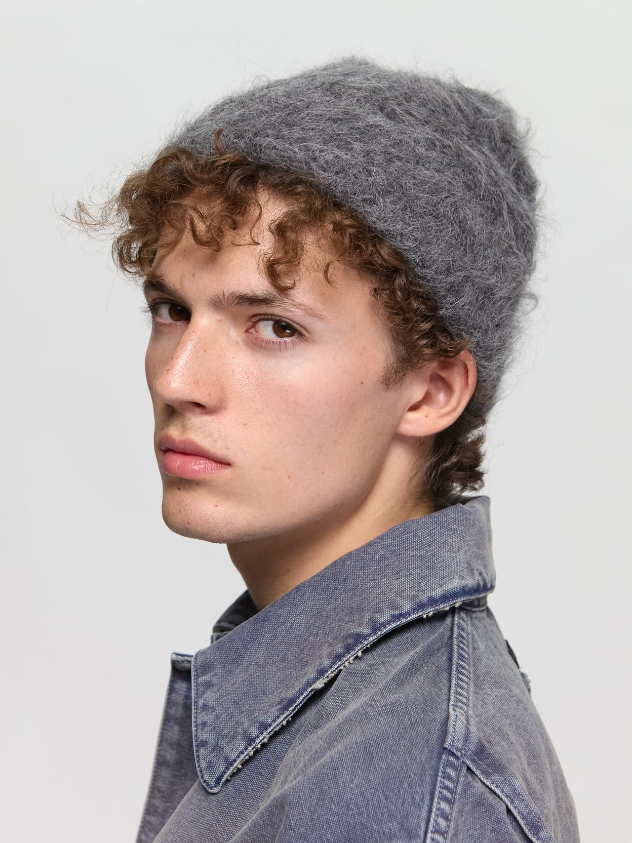 Fuzzy Beanie in Charcoal Alpaca