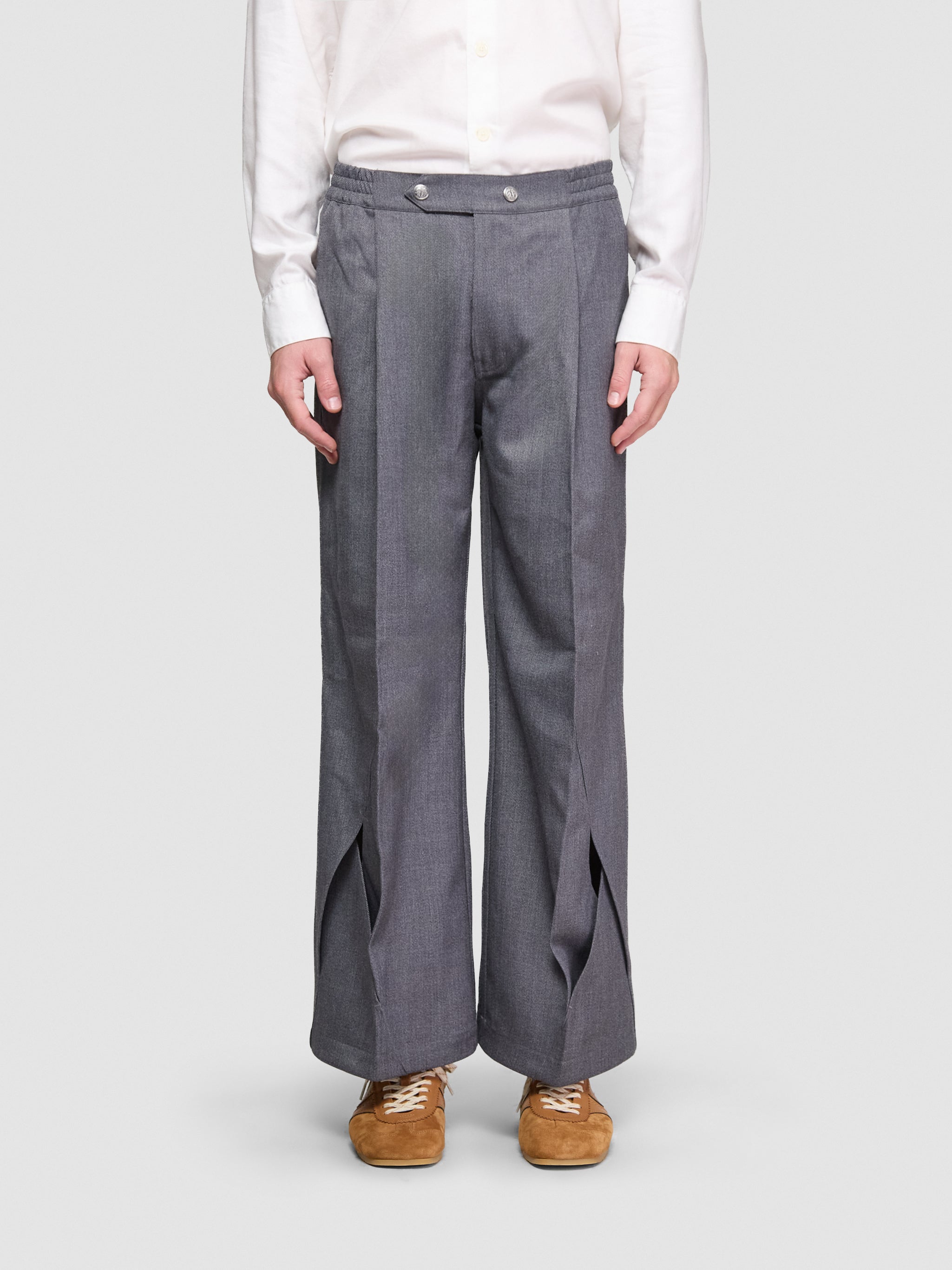 Intertwined Structure Tailored Wide Leg Trousers in Grey