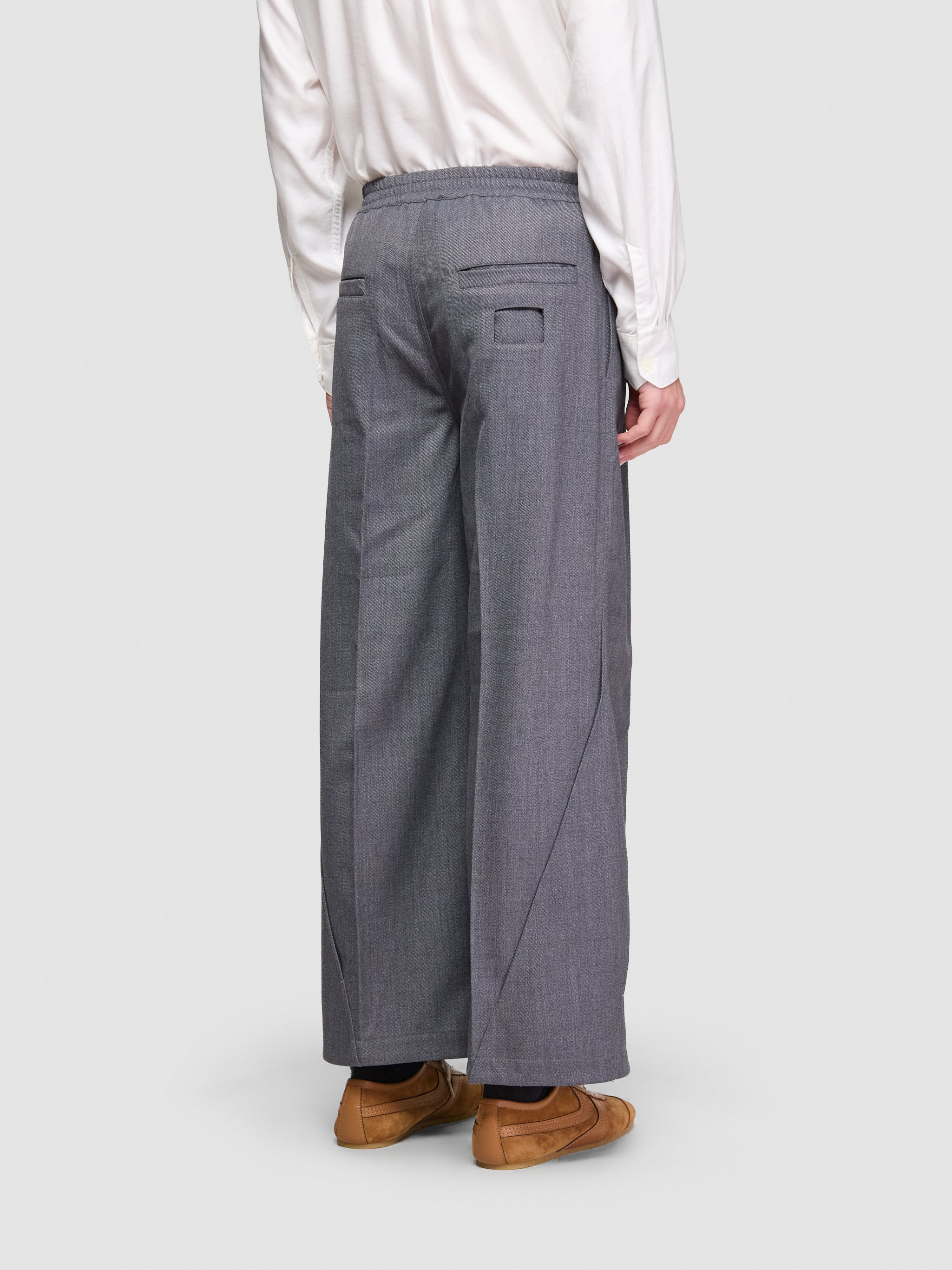 Intertwined Structure Tailored Wide Leg Trousers in Grey