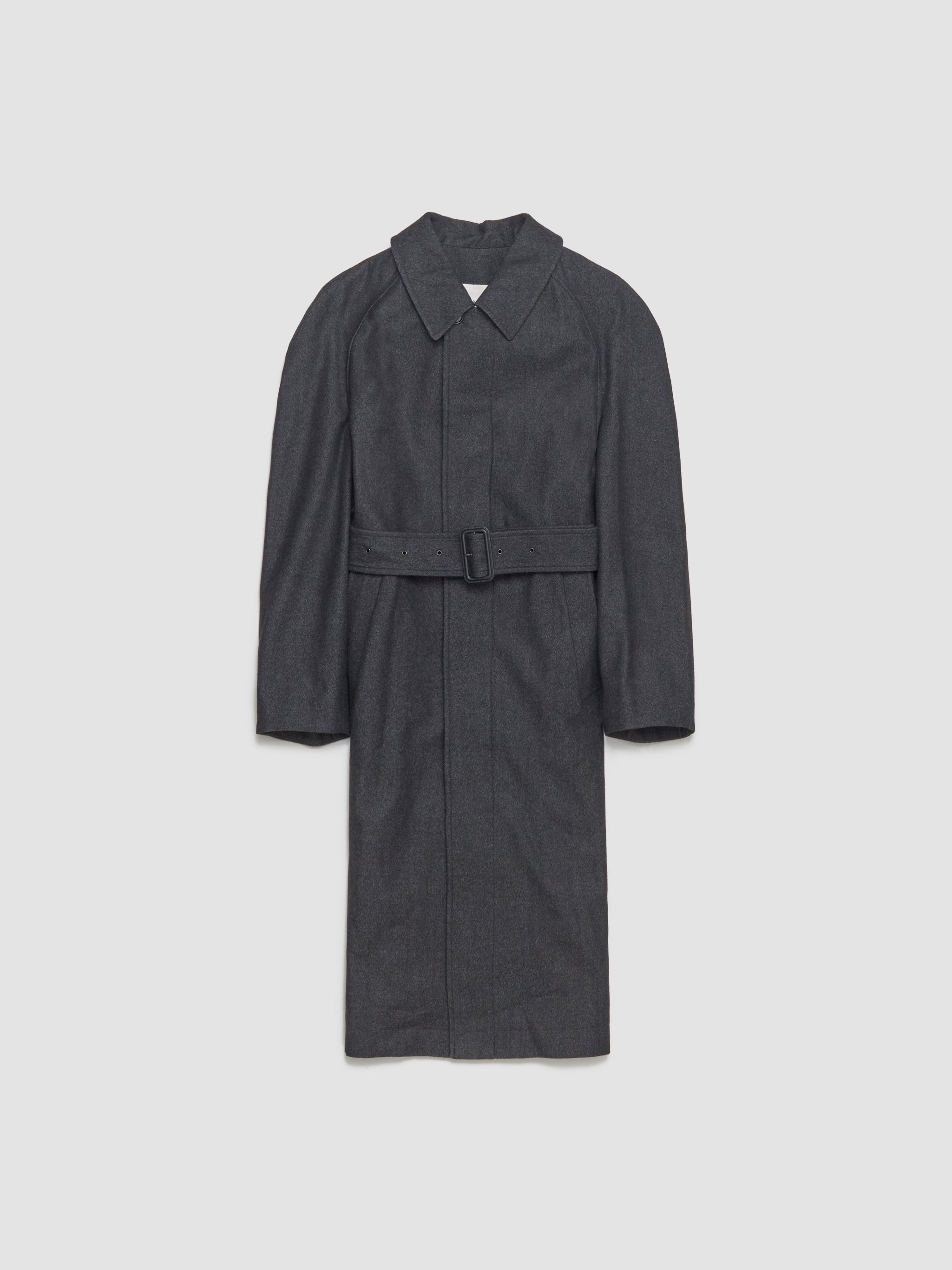 Raglan Sleeve Coat in Black & Grey Melange