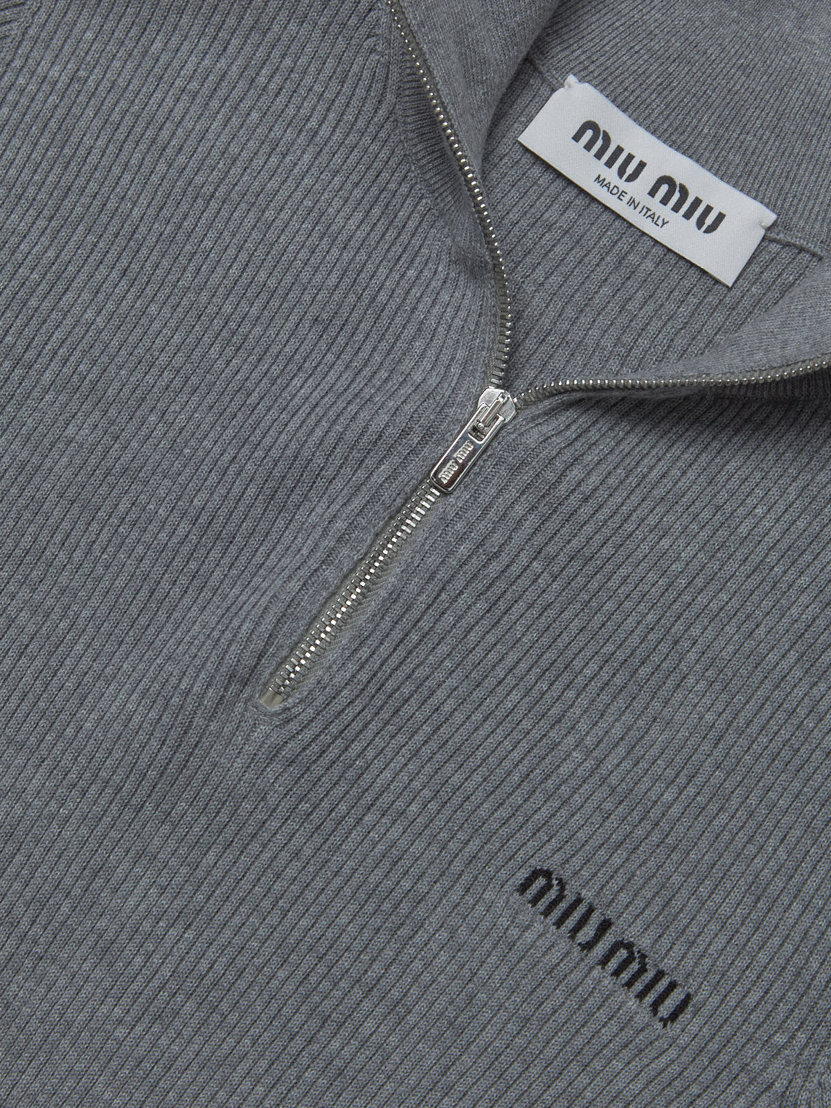 Cotton Half-Zip Sweater in Grey