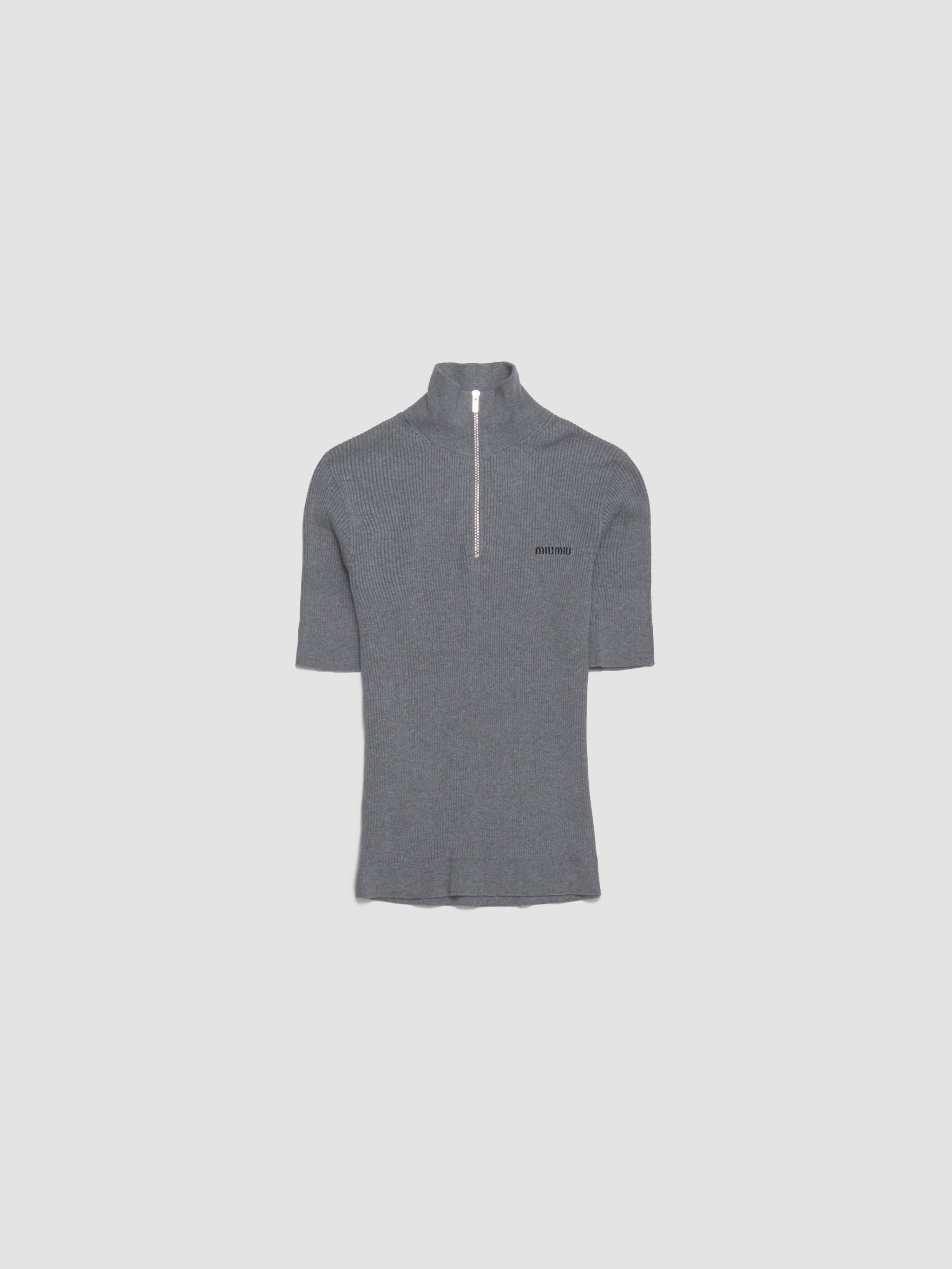 Cotton Half-Zip Sweater in Grey