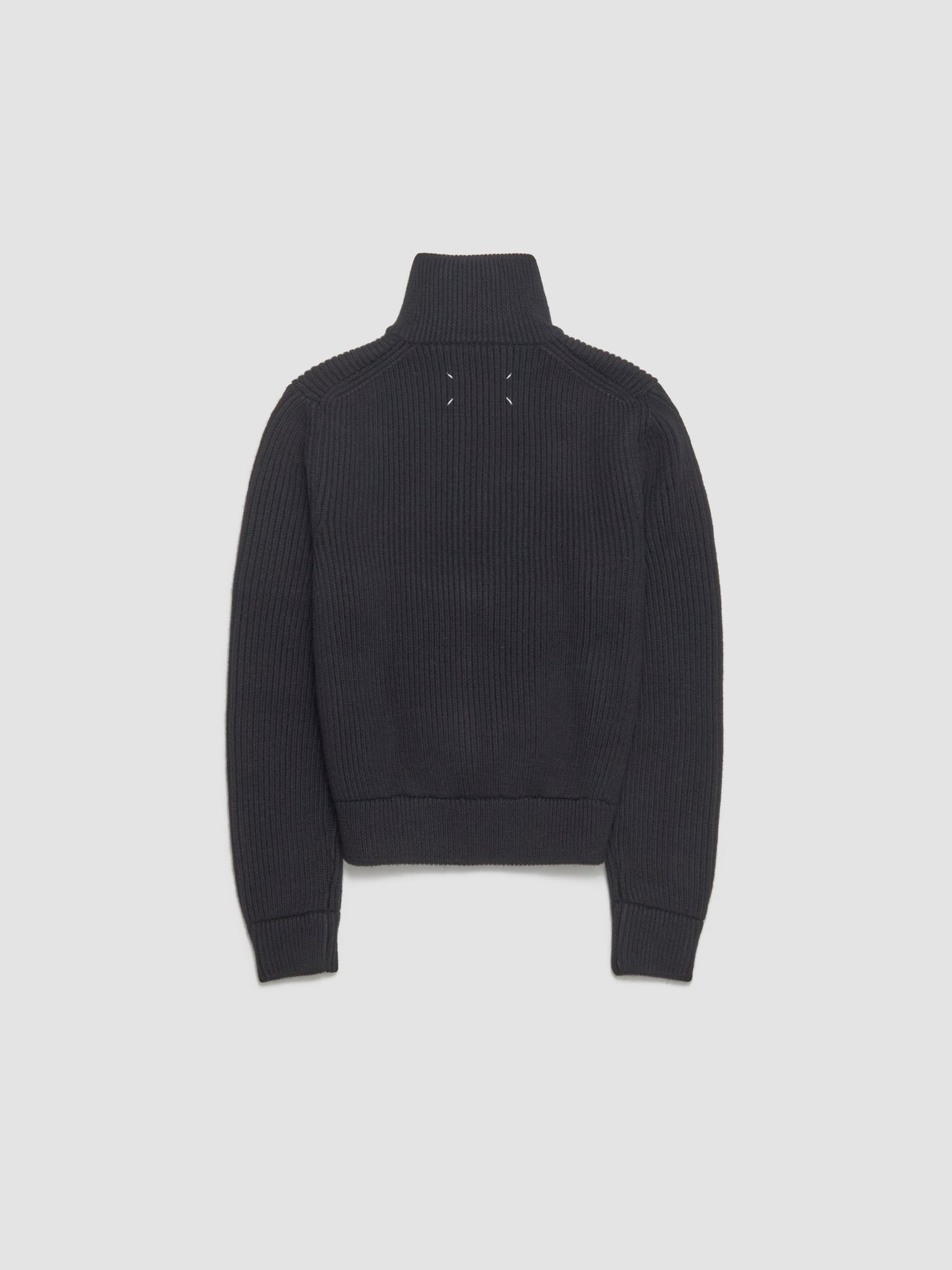 Zip Wool Cardigan in Black