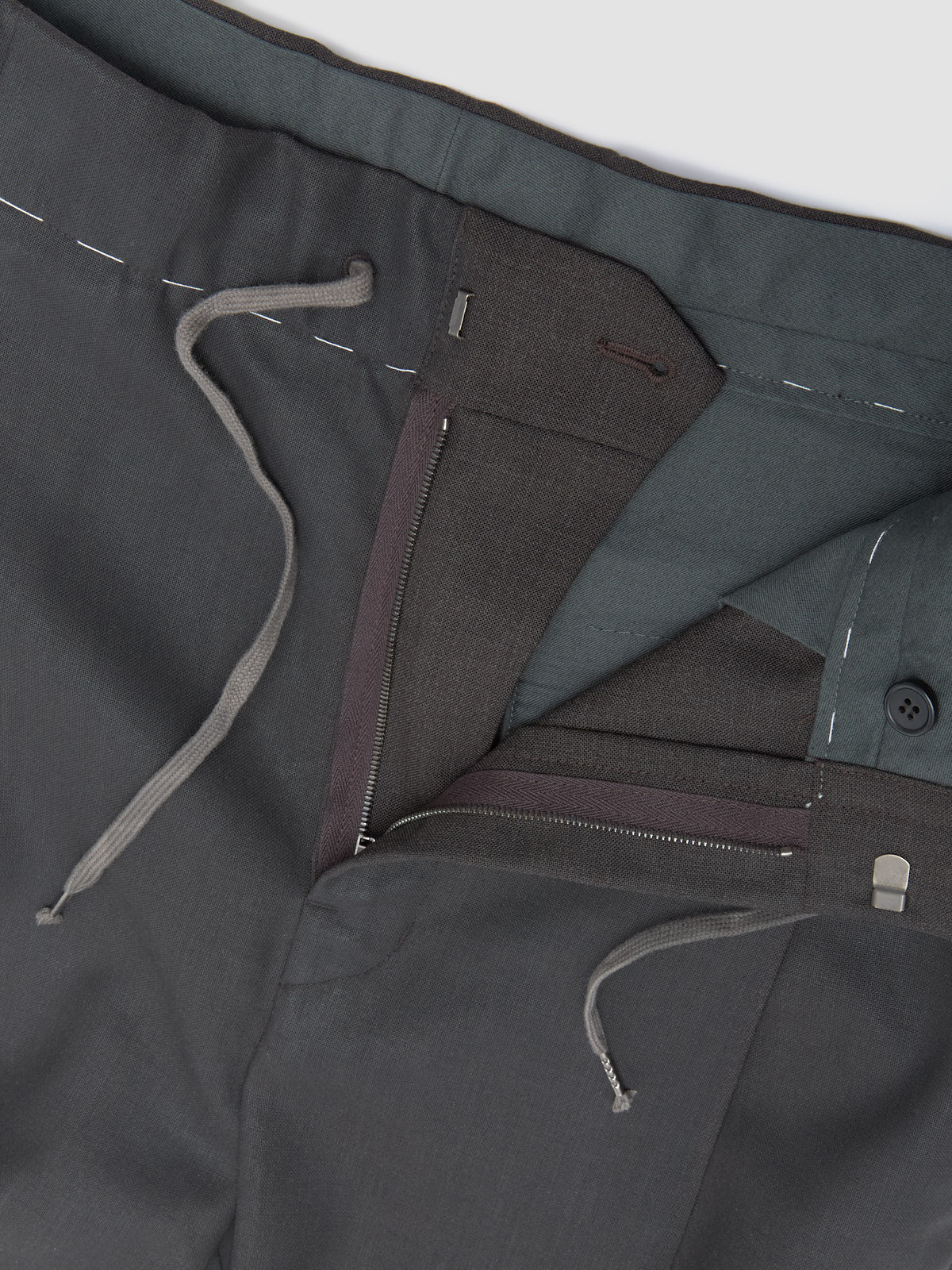 Wool Drawstring Pants in Dark Brown