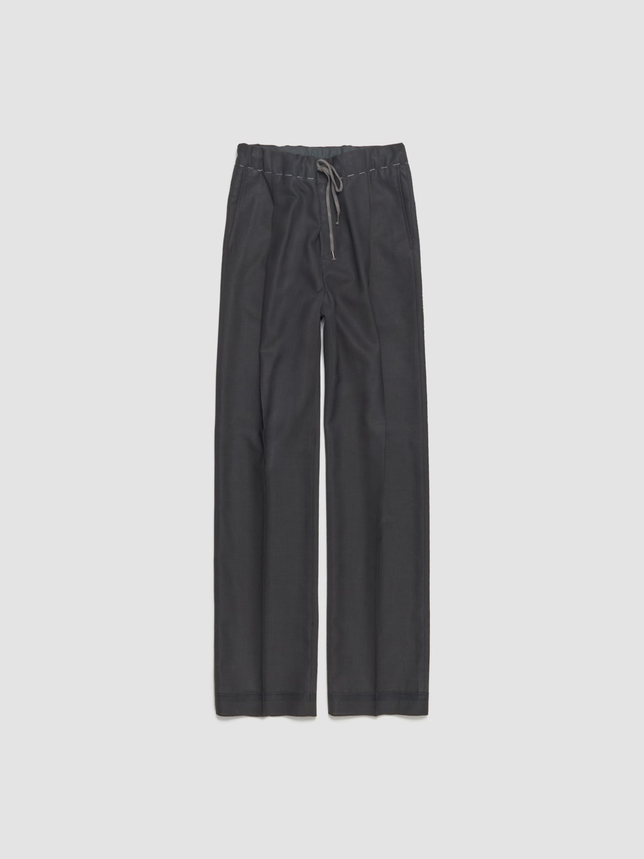 Wool Drawstring Pants in Dark Brown