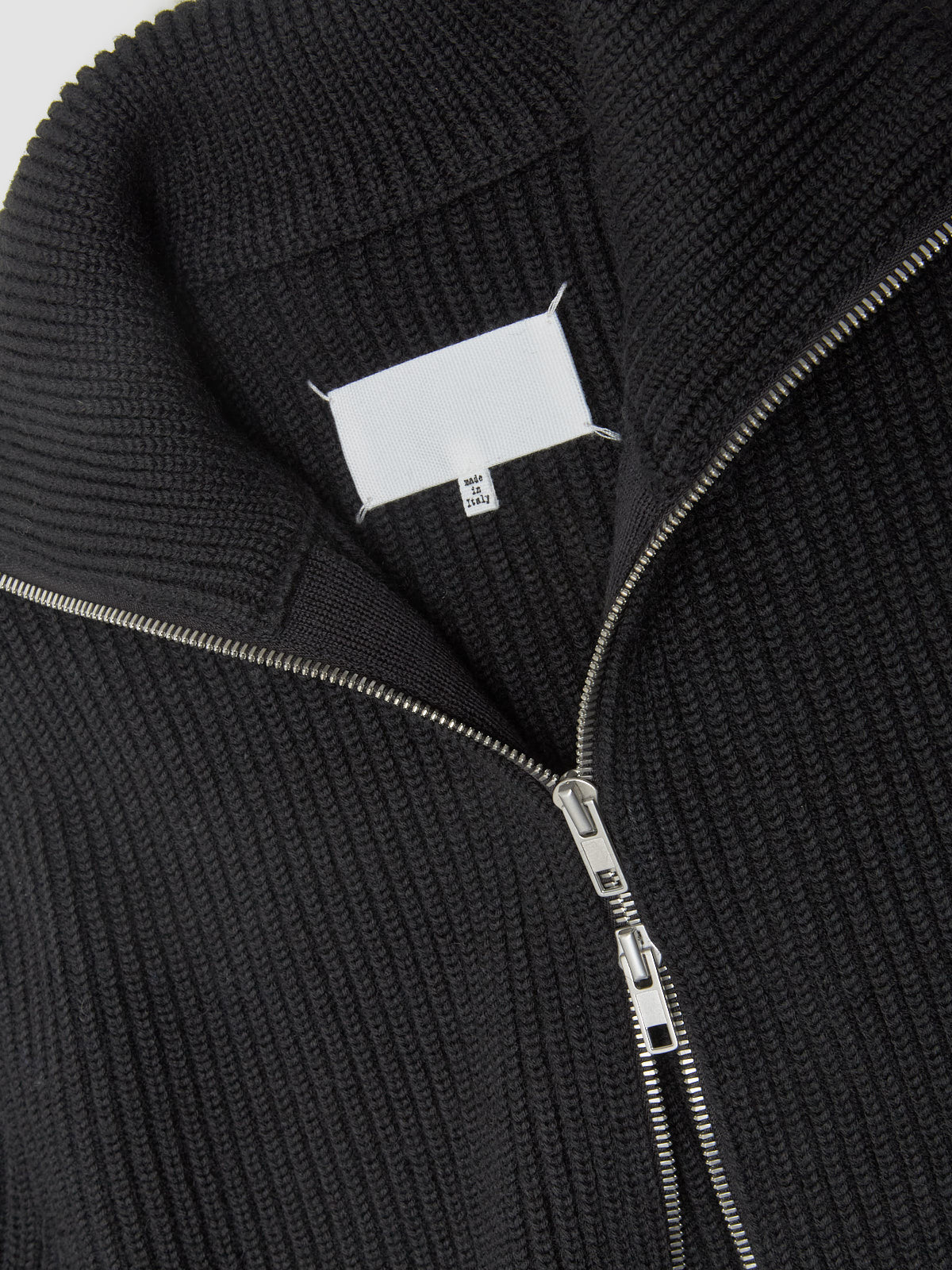 Zip Wool Cardigan in Black