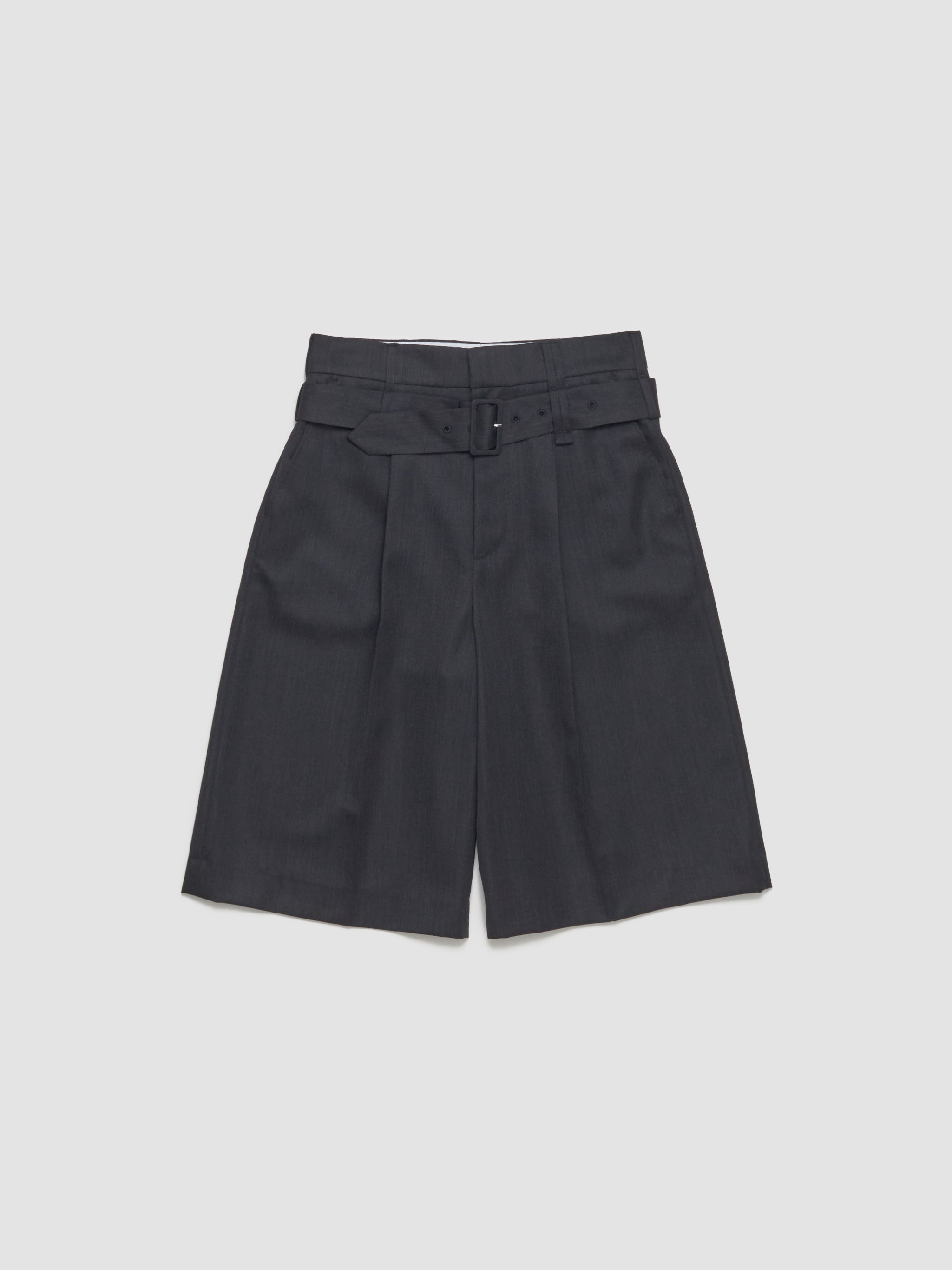 Wide Leg Multi Belt Loop Shorts in Black