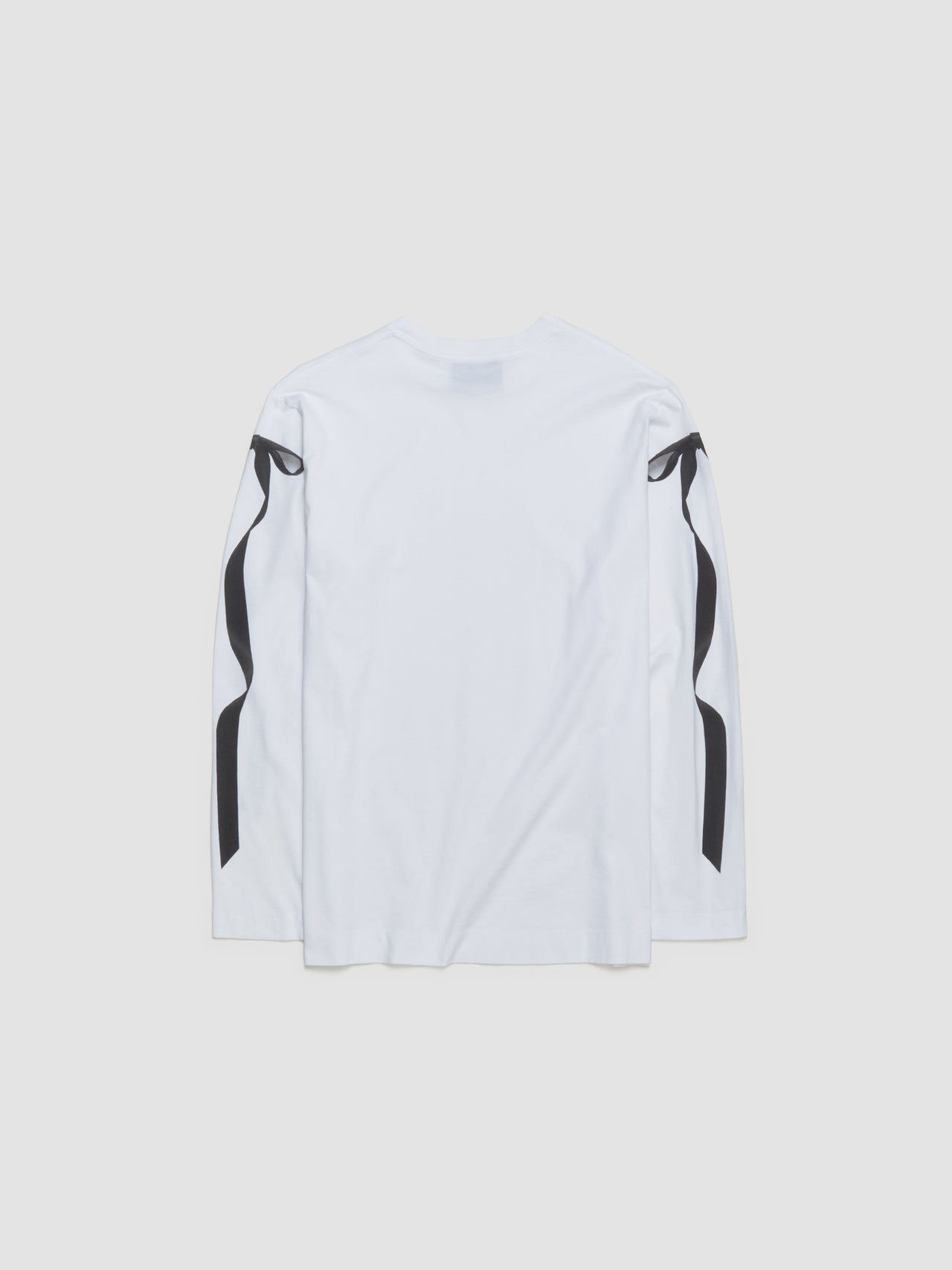 Ribbon Bow Tail Print Long Sleeve T-Shirt in White & Black