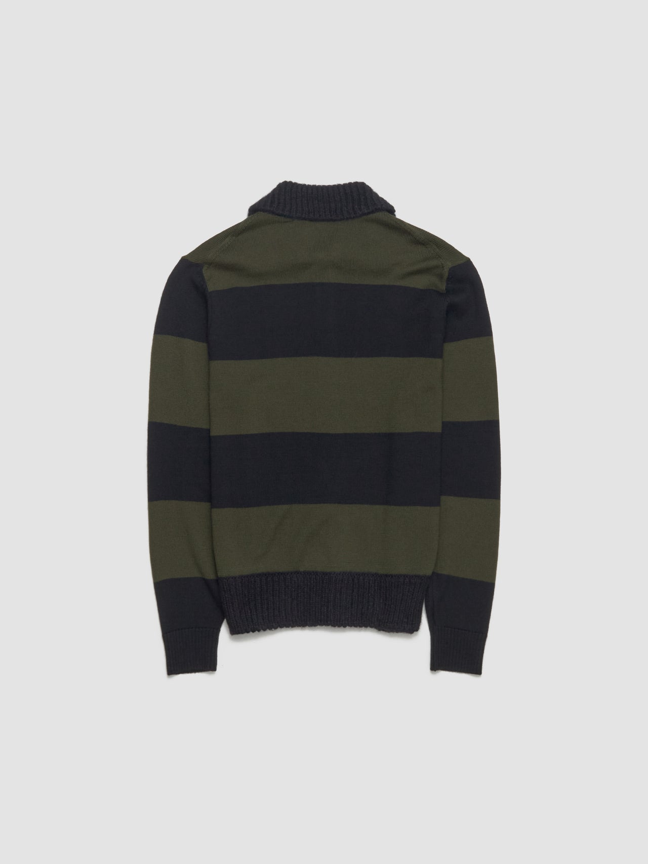 Fuzzy Collar Striped Rugby Cardigan in Charcoal