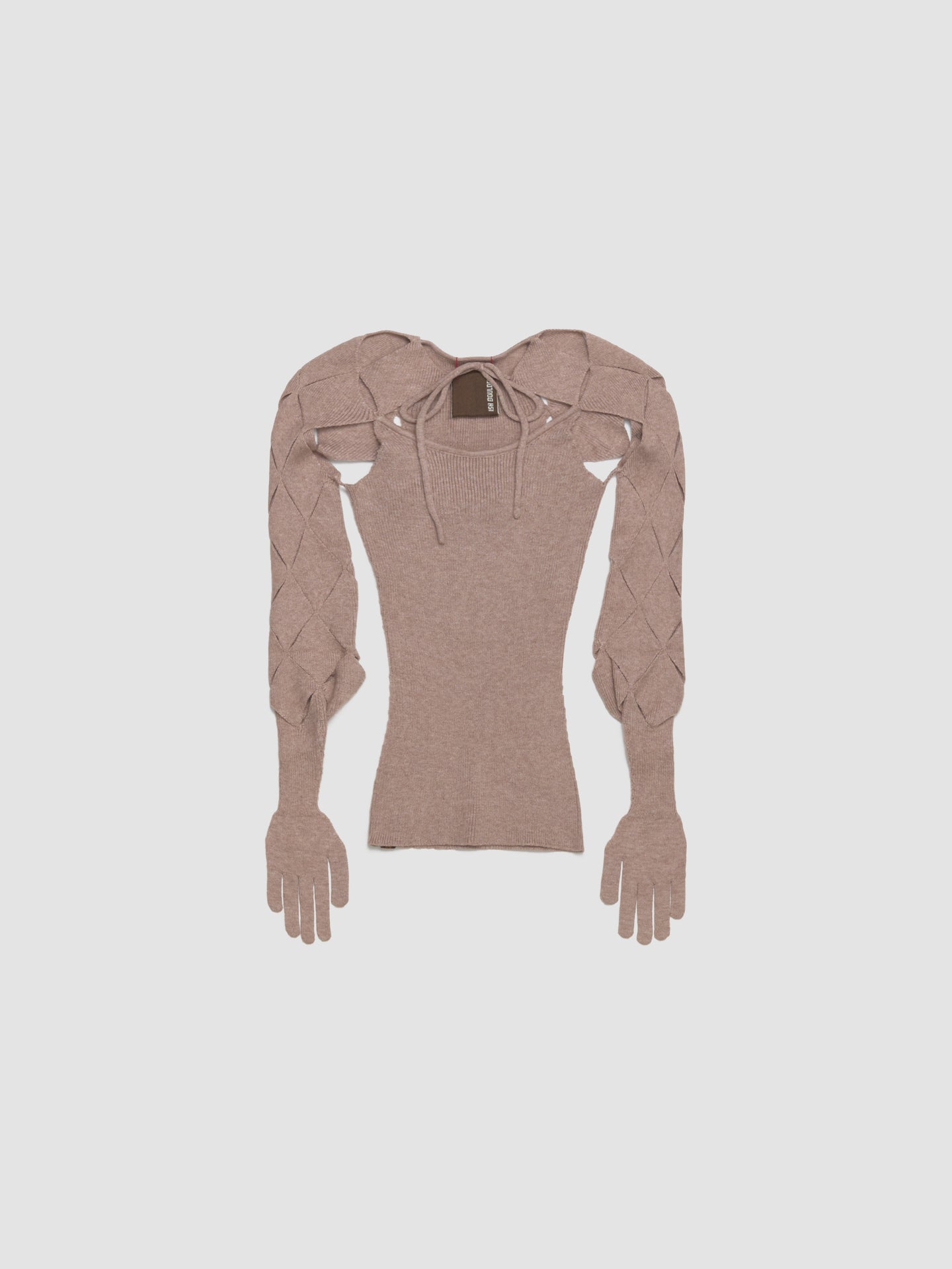 Argyle Sleeve Top in Dustpink