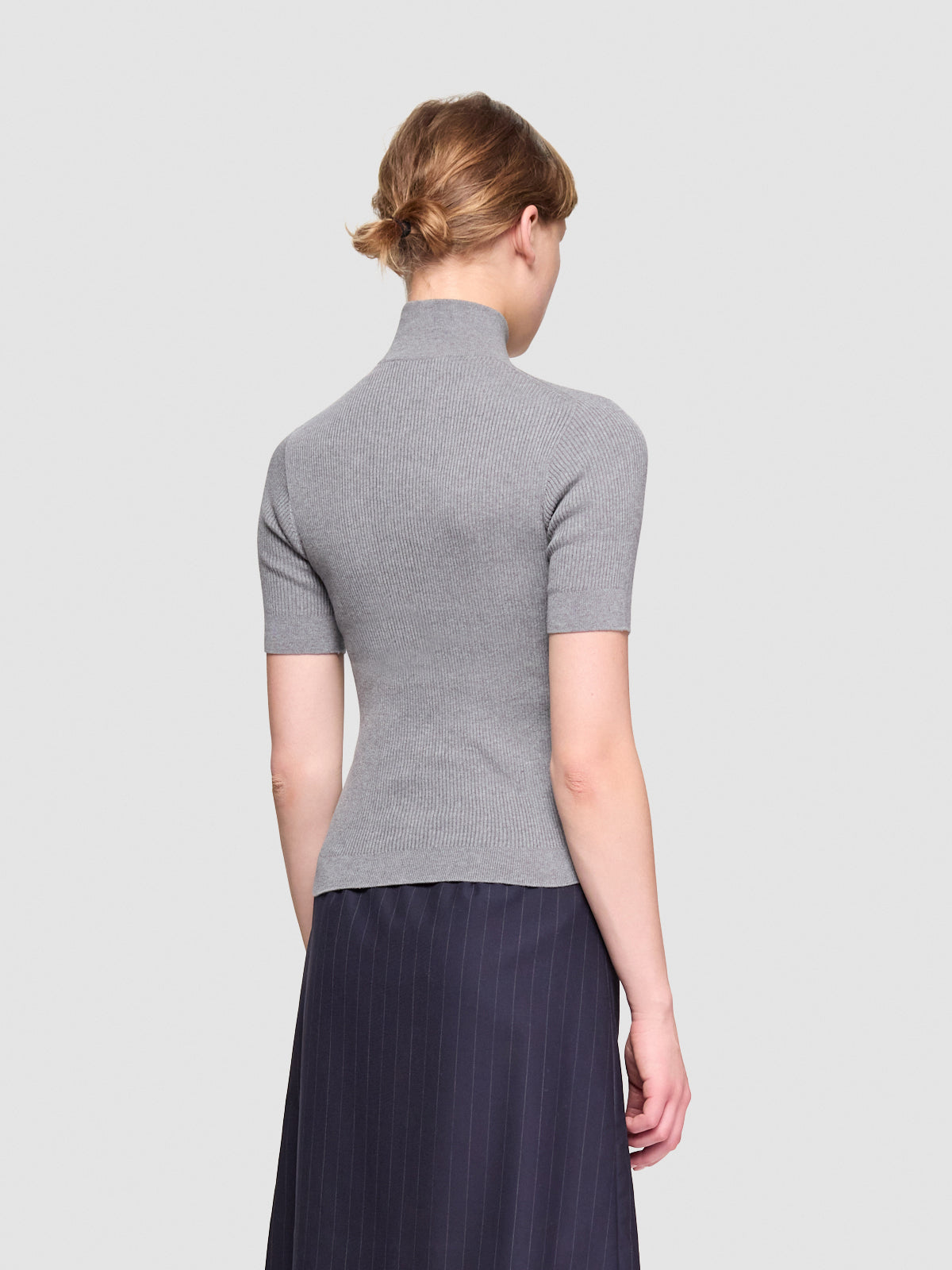 Cotton Half-Zip Sweater in Grey