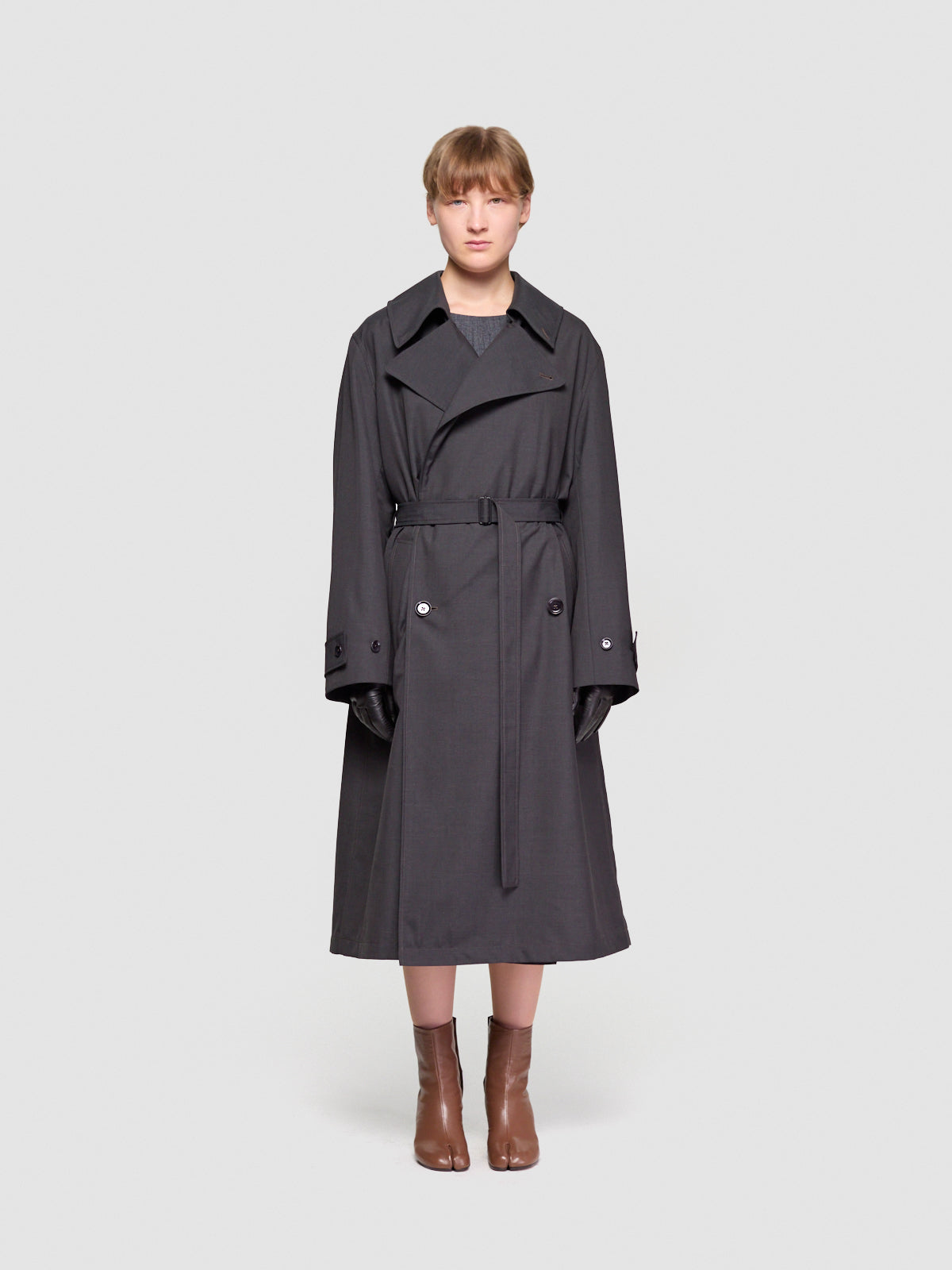Trench Coat with Detachable Lining in Coal
