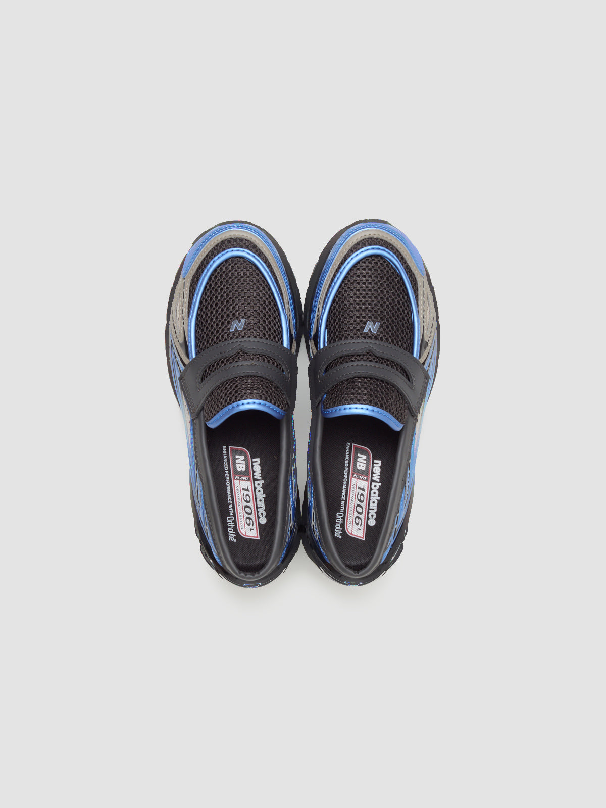 U1906 Loafers in Black Cement & Blue Gemstone
