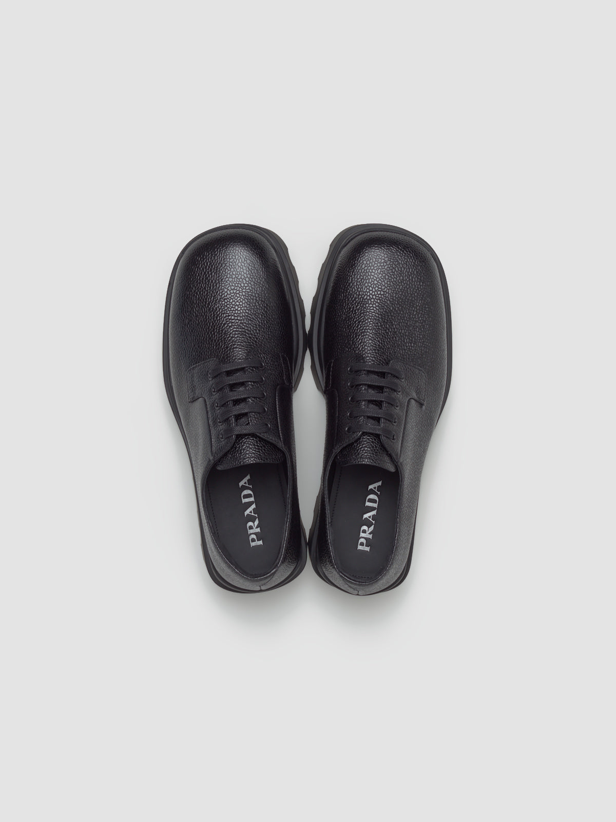 Embossed Leather Derby Shoes in Black