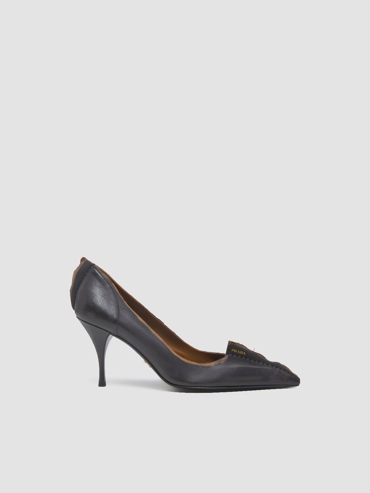 Antique Leather Pumps in Black & Brown