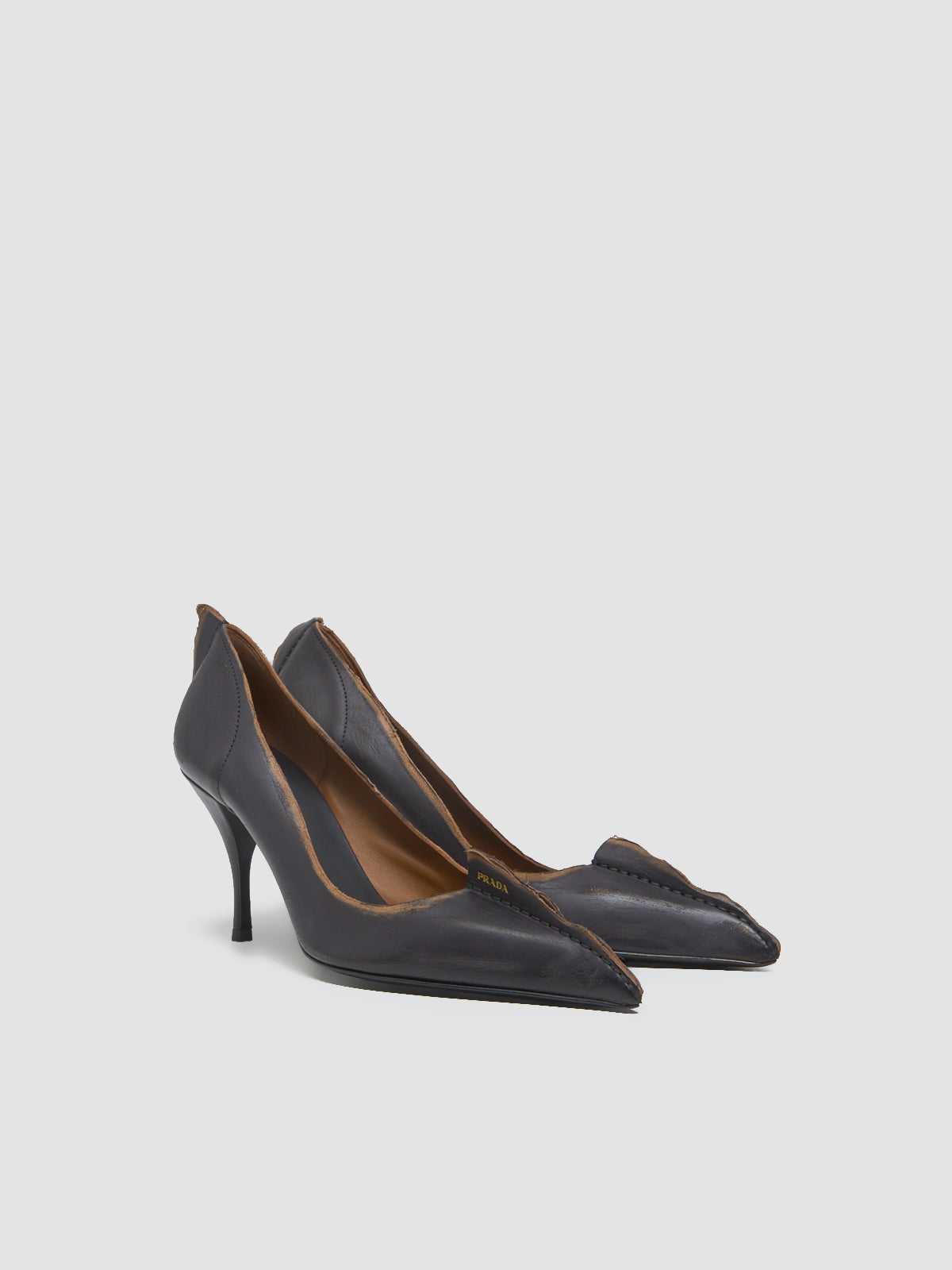 Antique Leather Pumps in Black & Brown