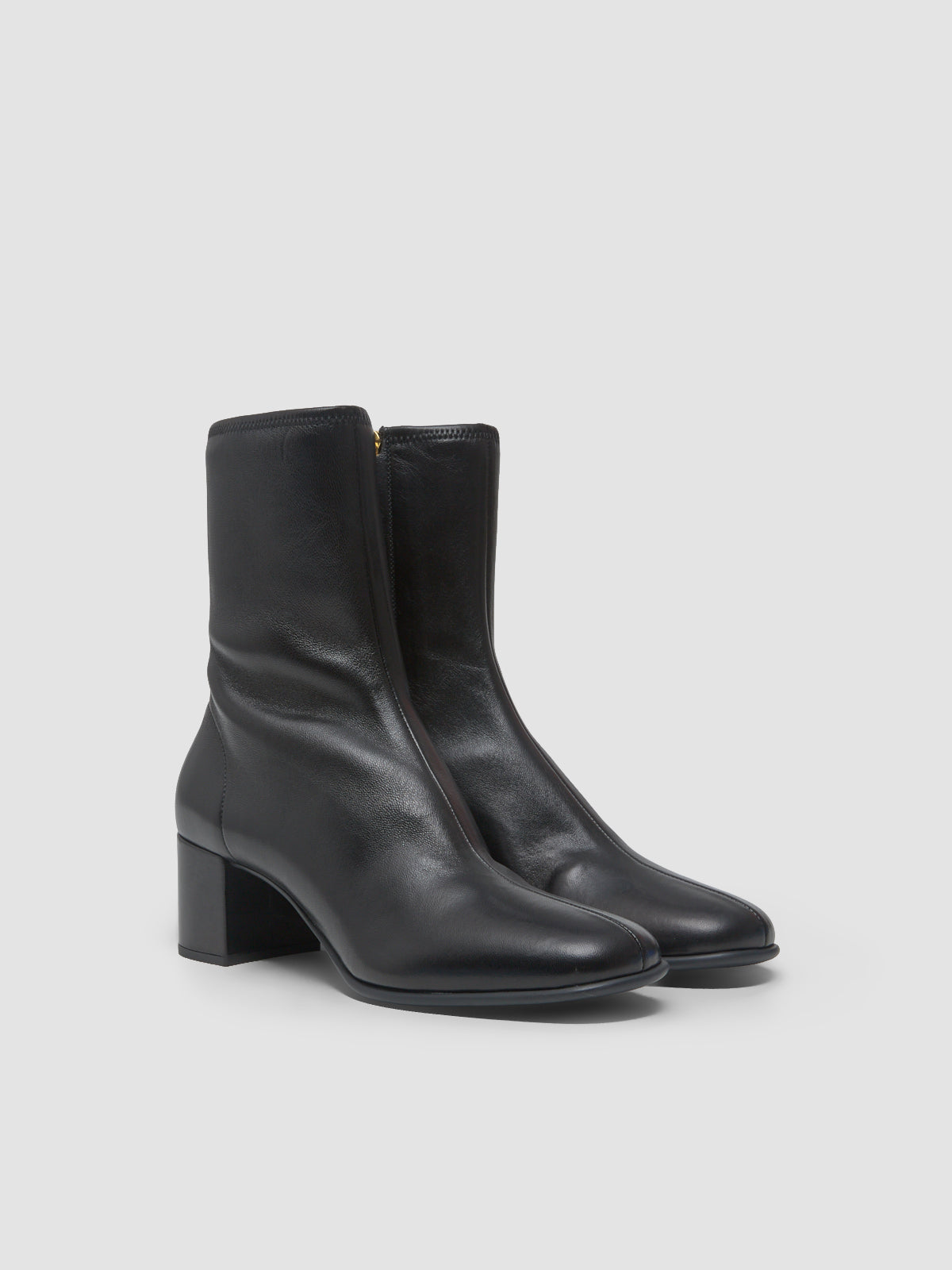 Stretch Nappa Leather Ankle Boots in Black