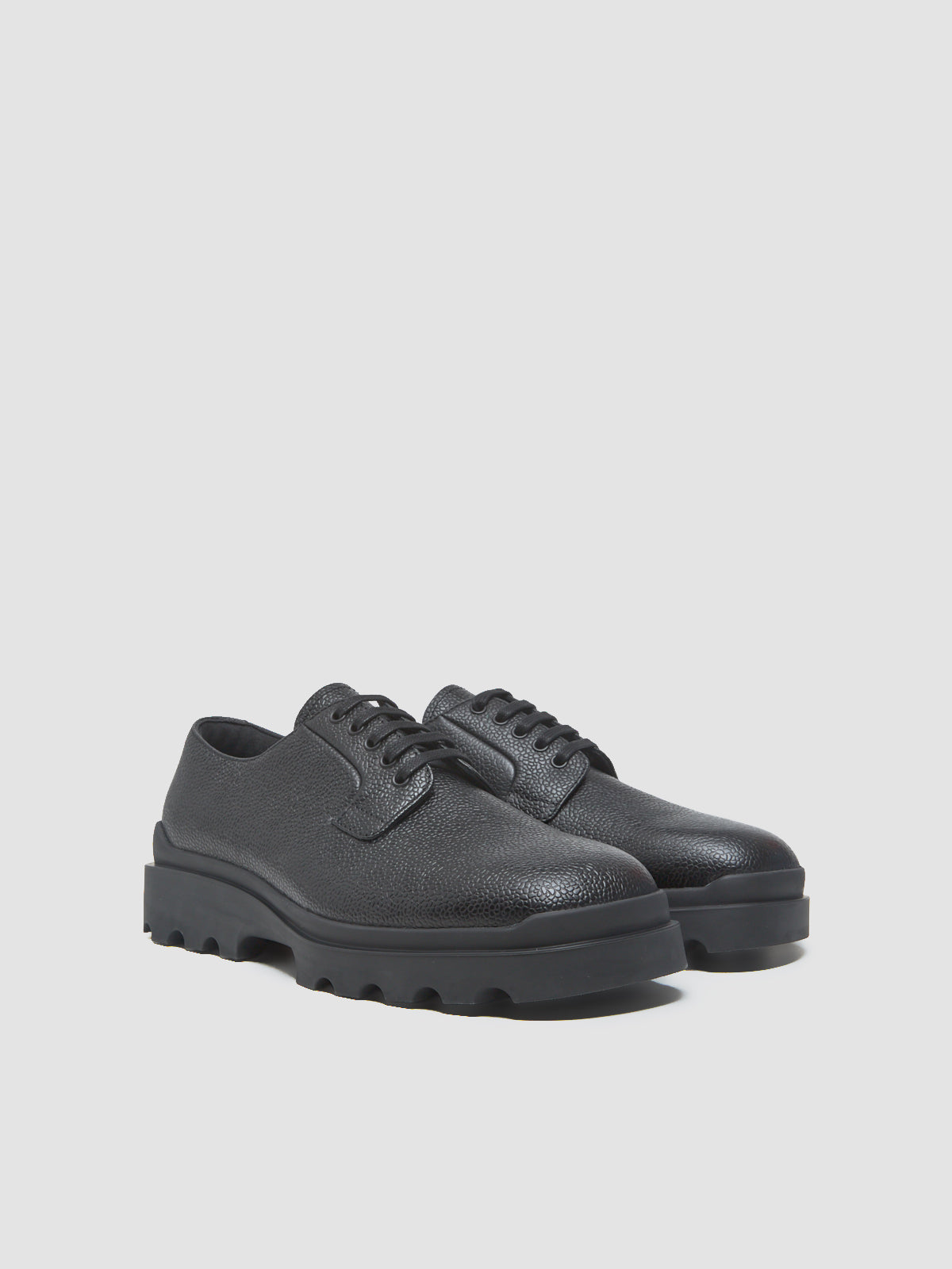 Embossed Leather Derby Shoes in Black