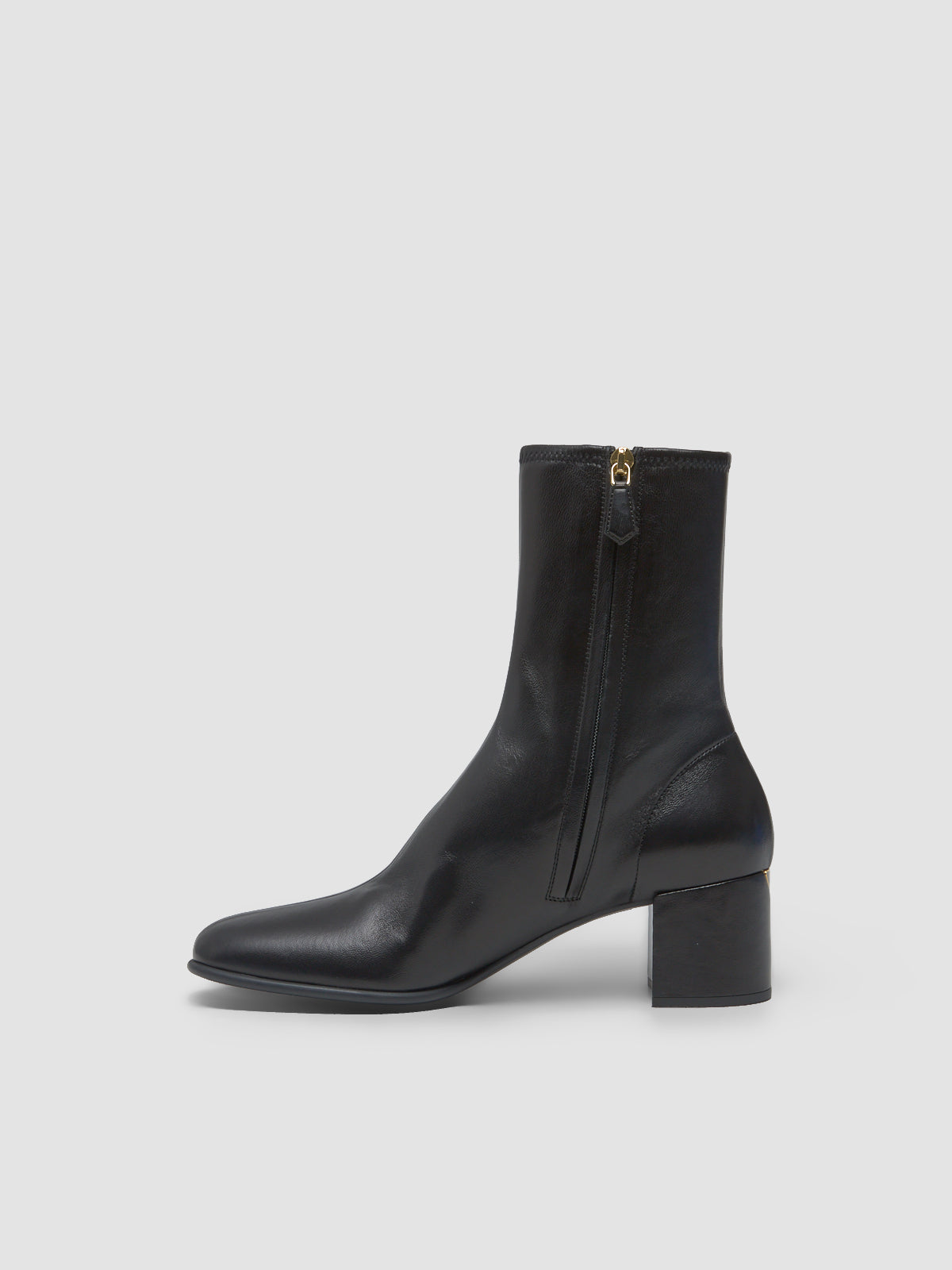 Stretch Nappa Leather Ankle Boots in Black