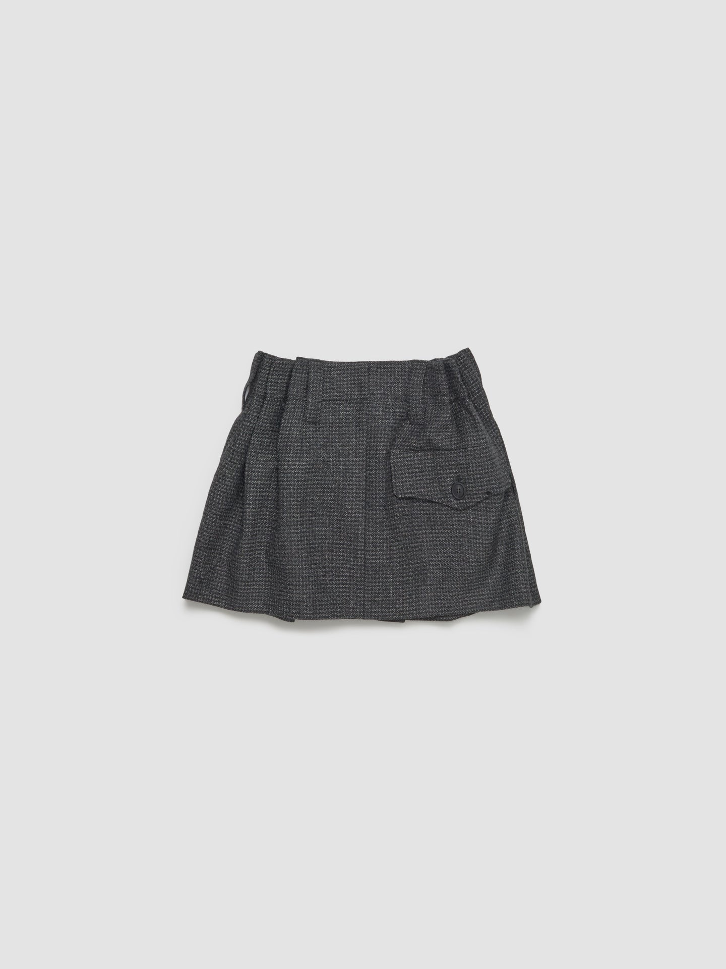 Vichy Mouliné Wool Mini Skirt in Black & White