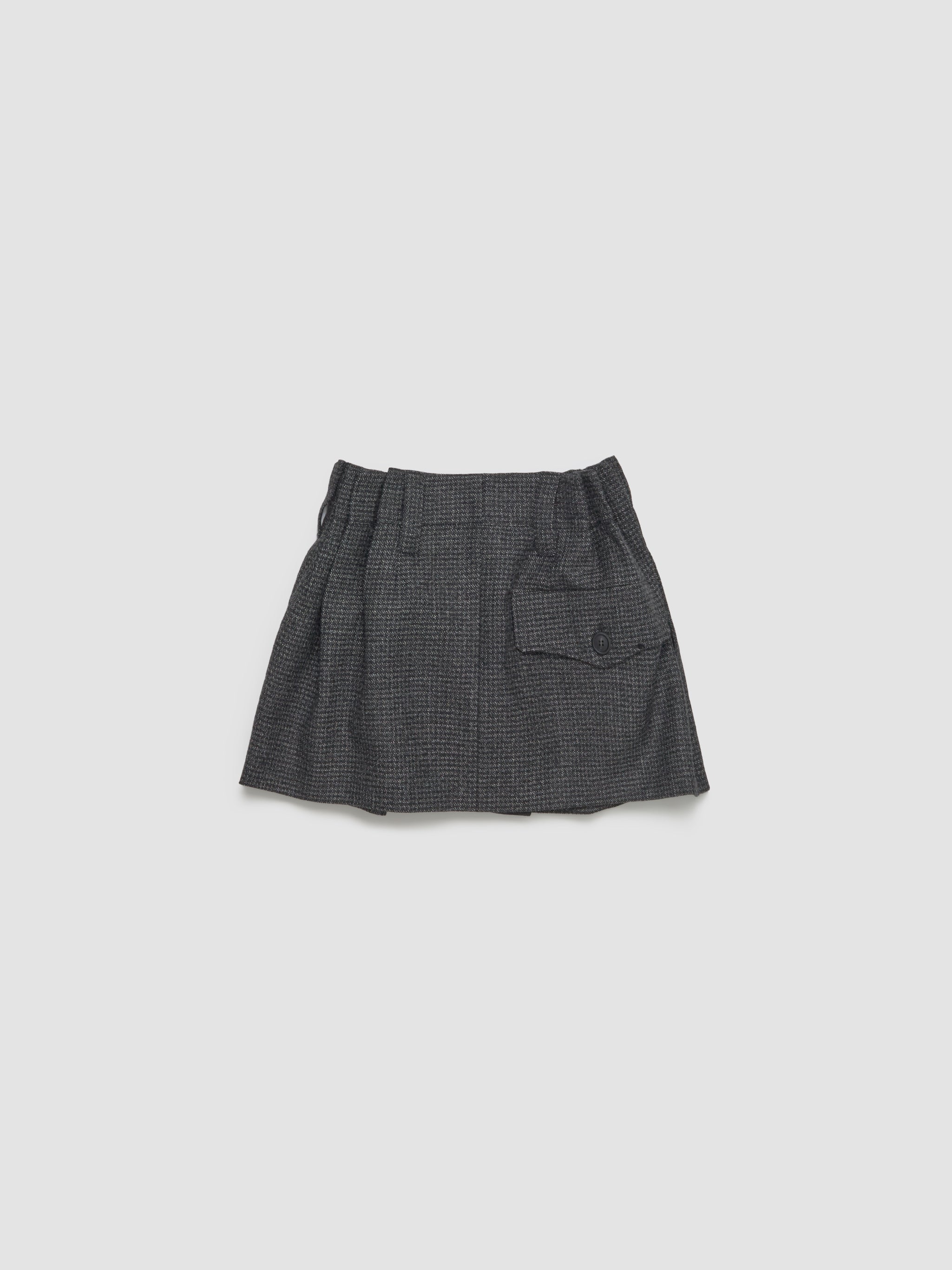 Vichy Mouliné Wool Mini Skirt in Black & White