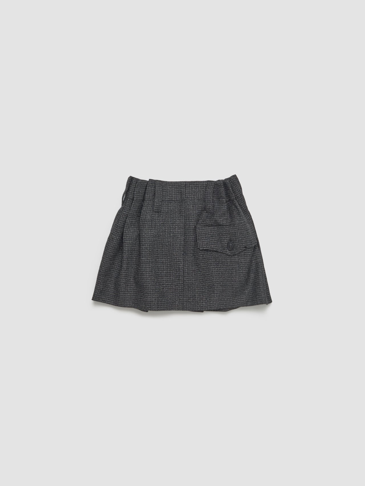 Vichy Mouliné Wool Mini Skirt in Black & White