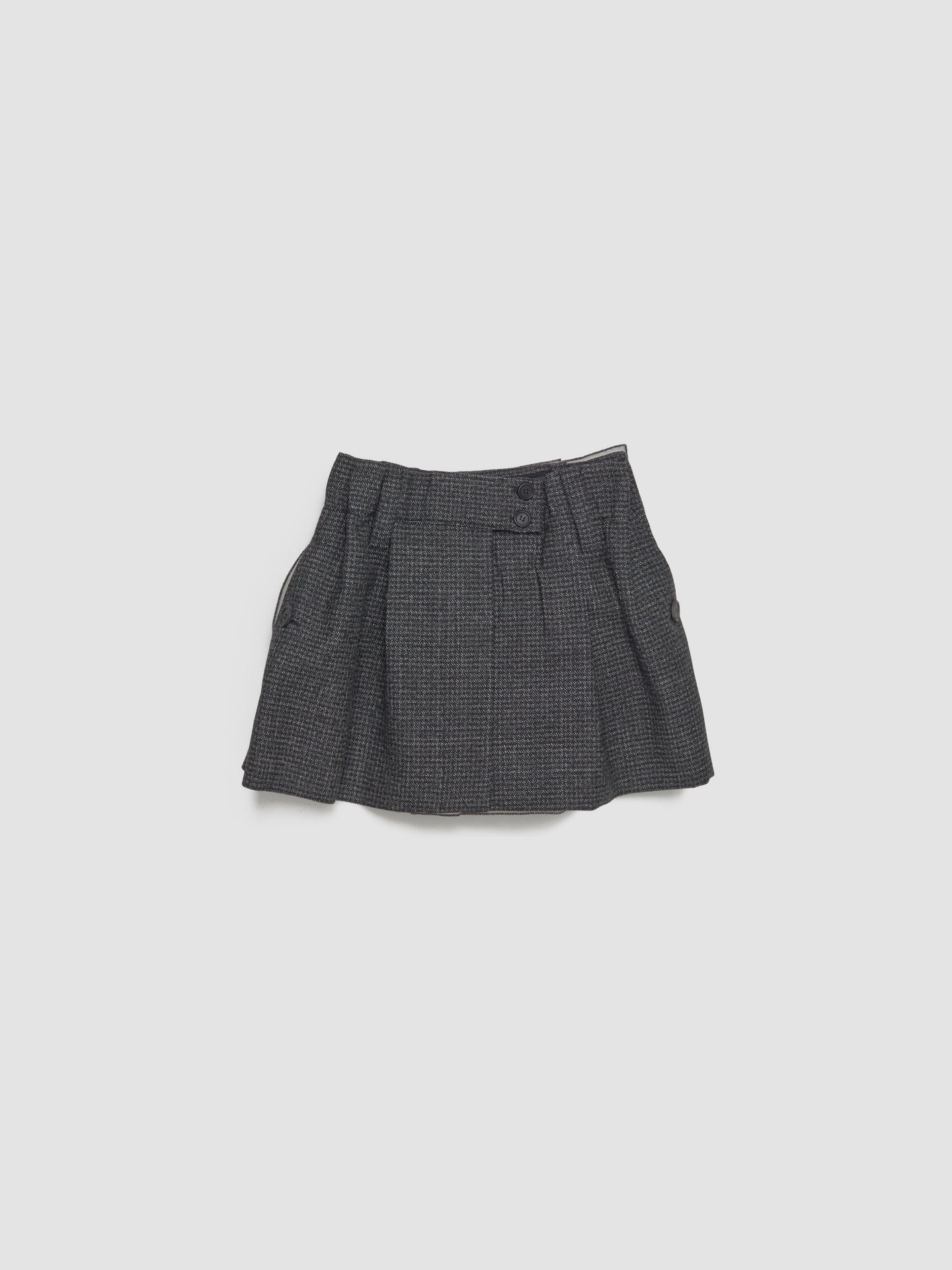 Vichy Mouliné Wool Mini Skirt in Black & White