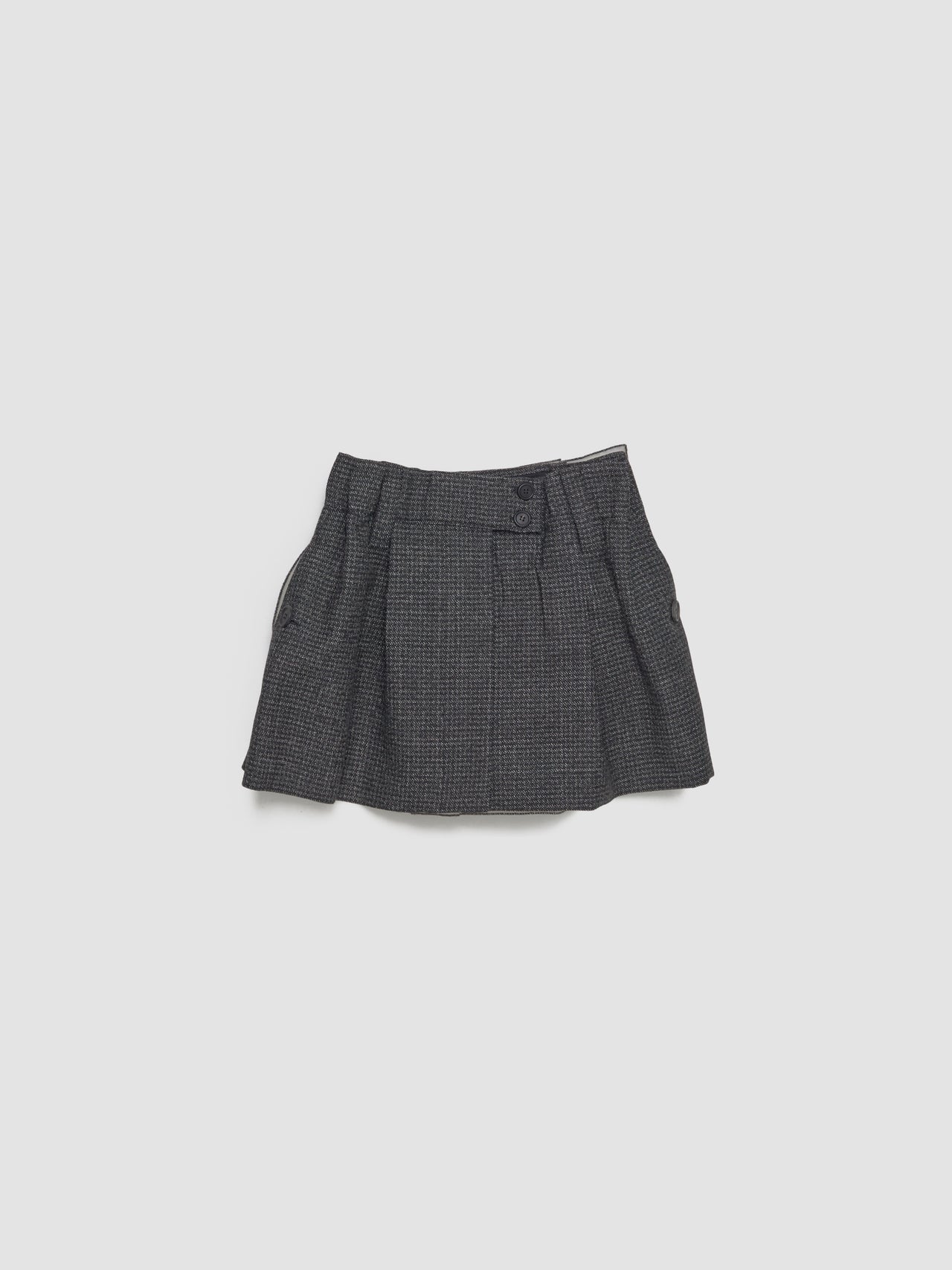 Vichy Mouliné Wool Mini Skirt in Black & White
