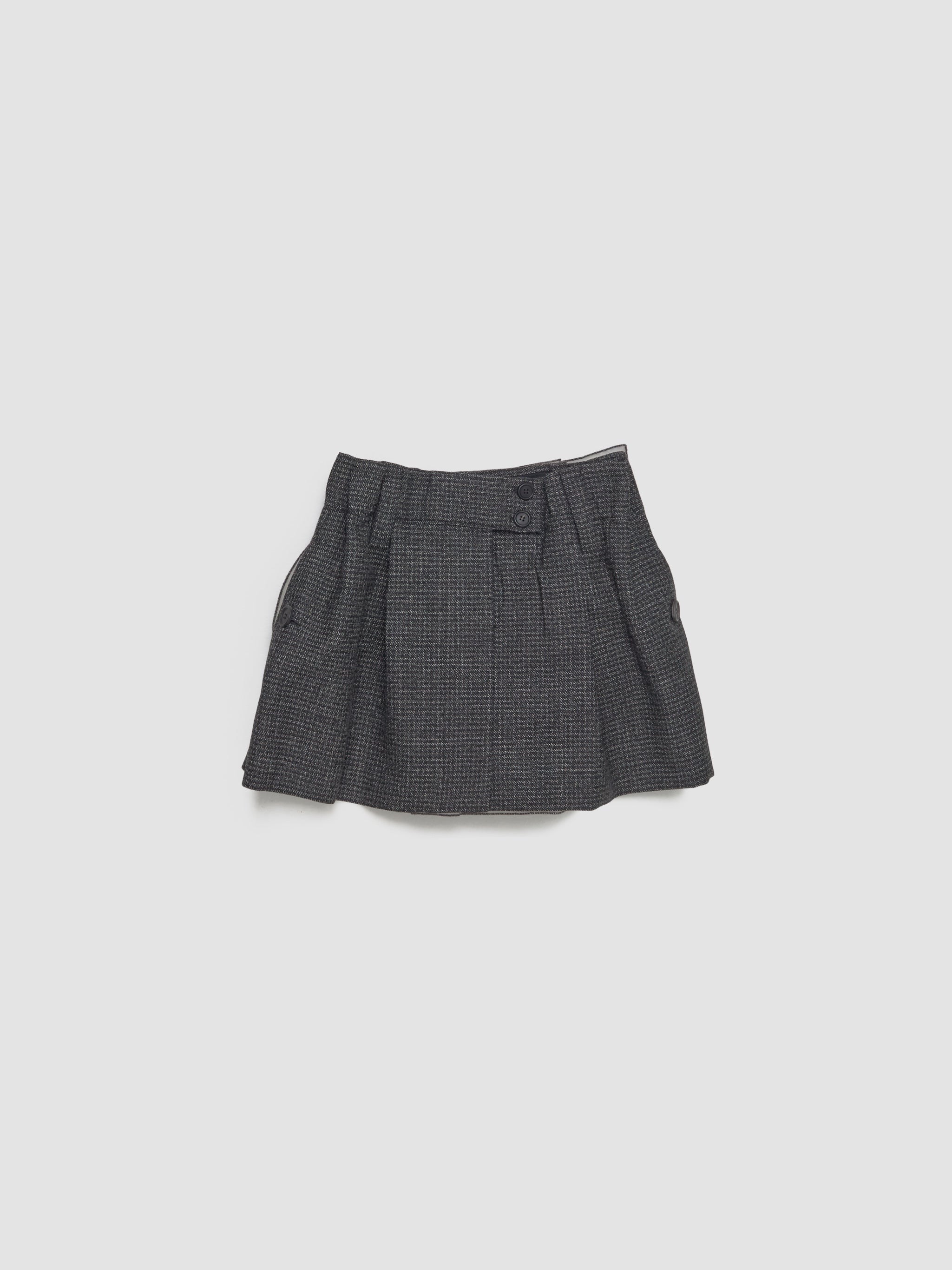 Vichy Mouliné Wool Mini Skirt in Black & White