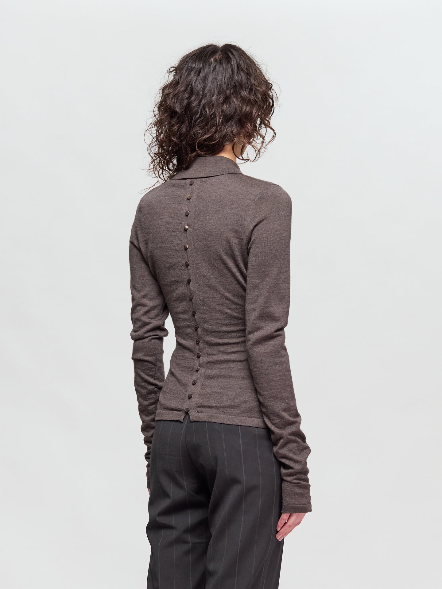 Le Polo Merino  in Dark Brown