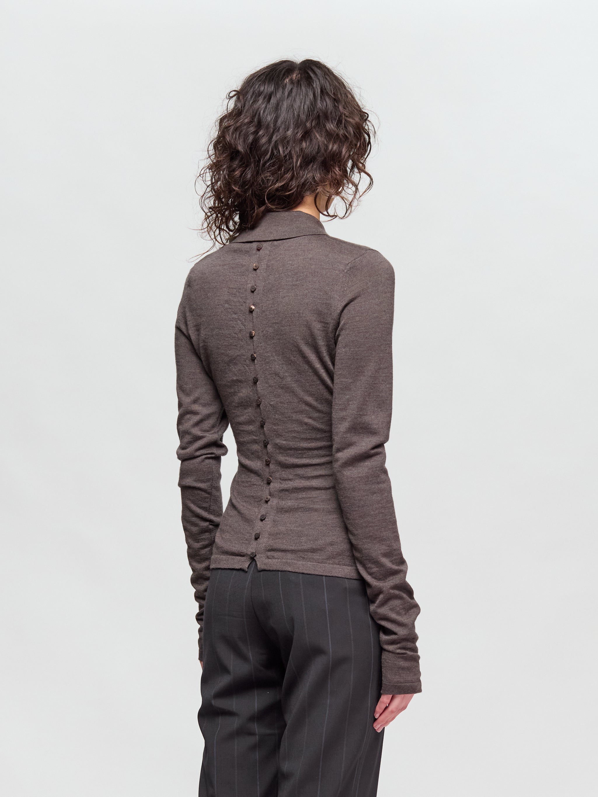 Le Polo Merino  in Dark Brown
