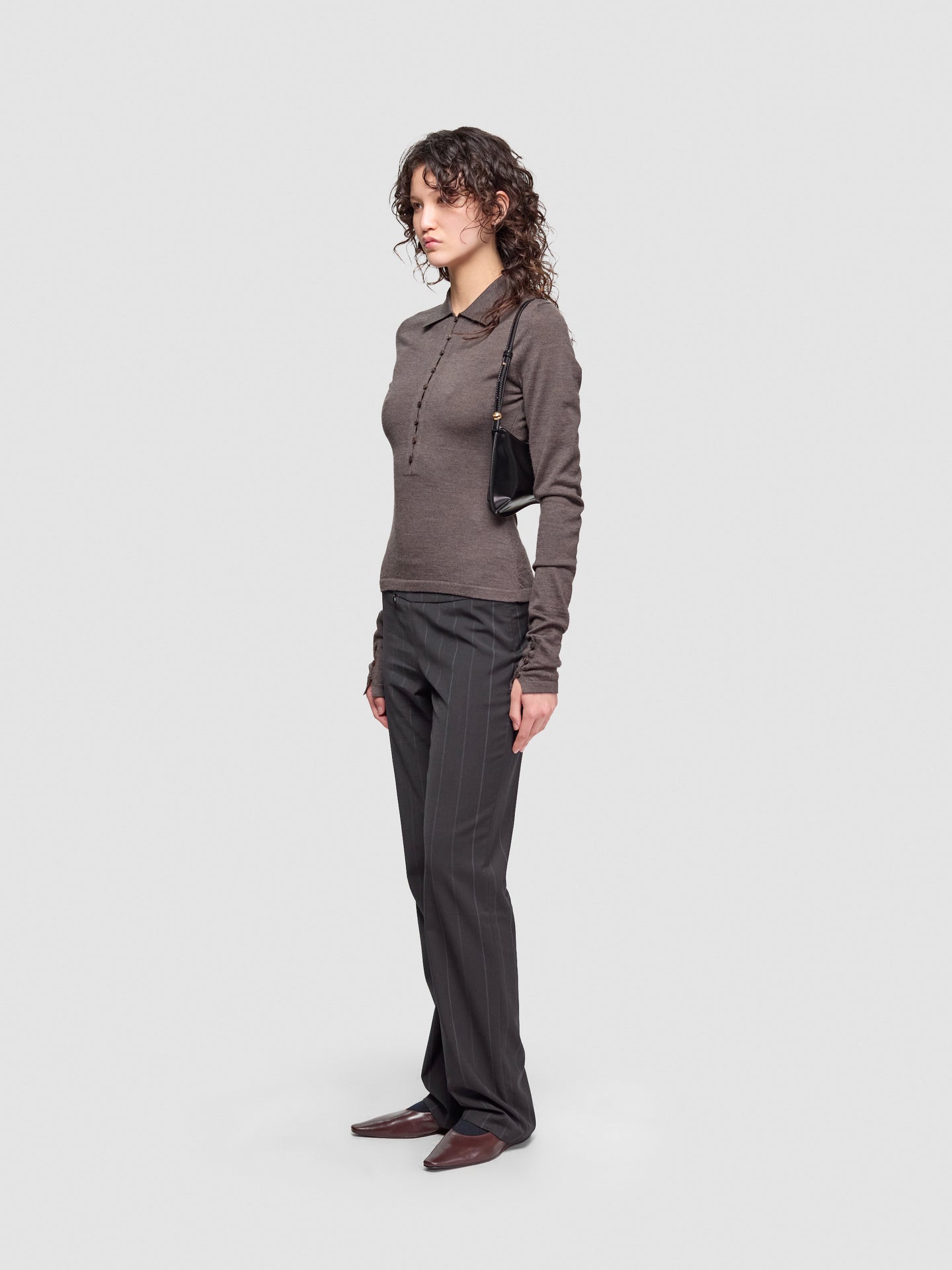 Le Polo Merino  in Dark Brown