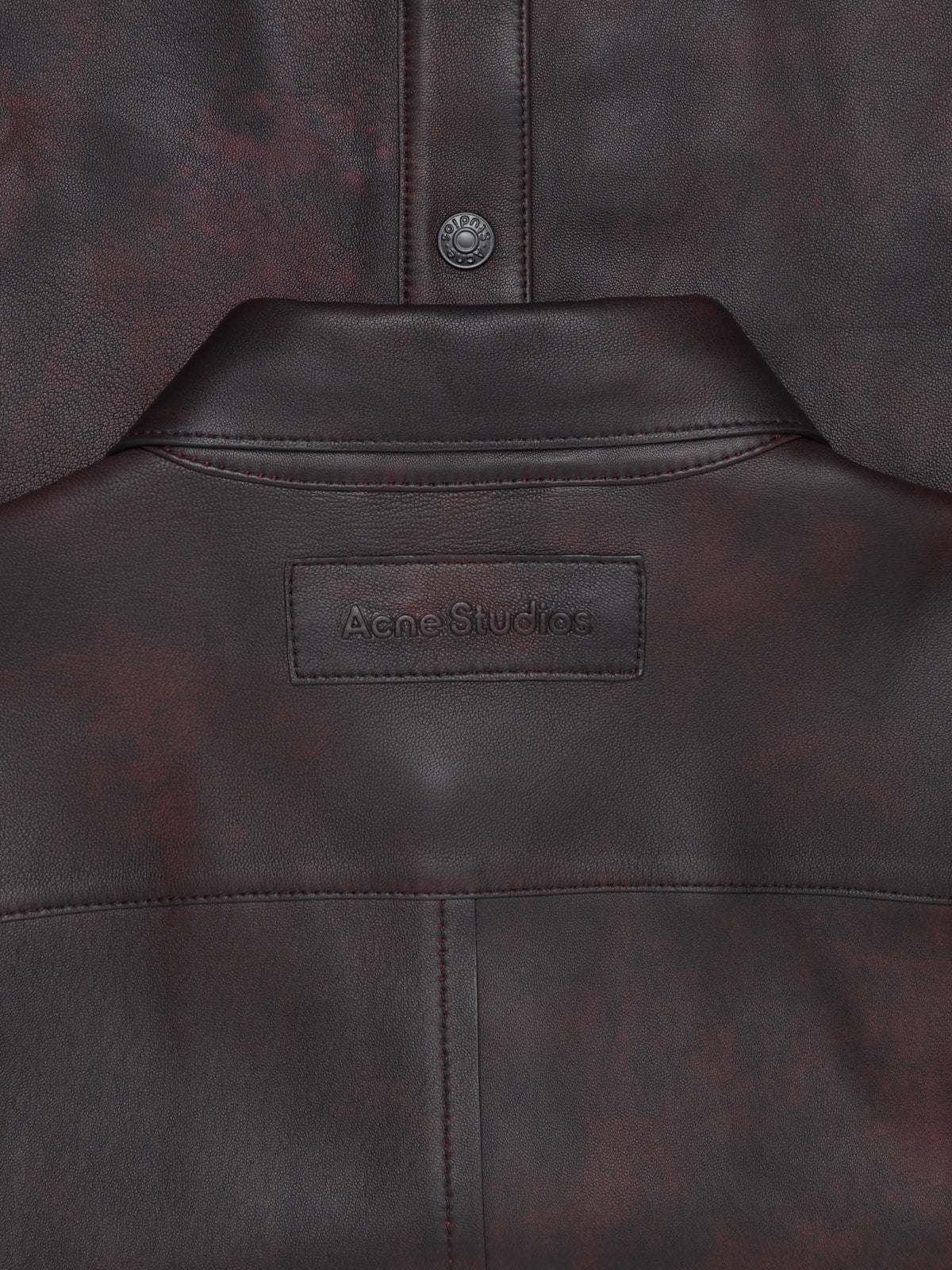 Leather Shirt Jacket in Black & Red