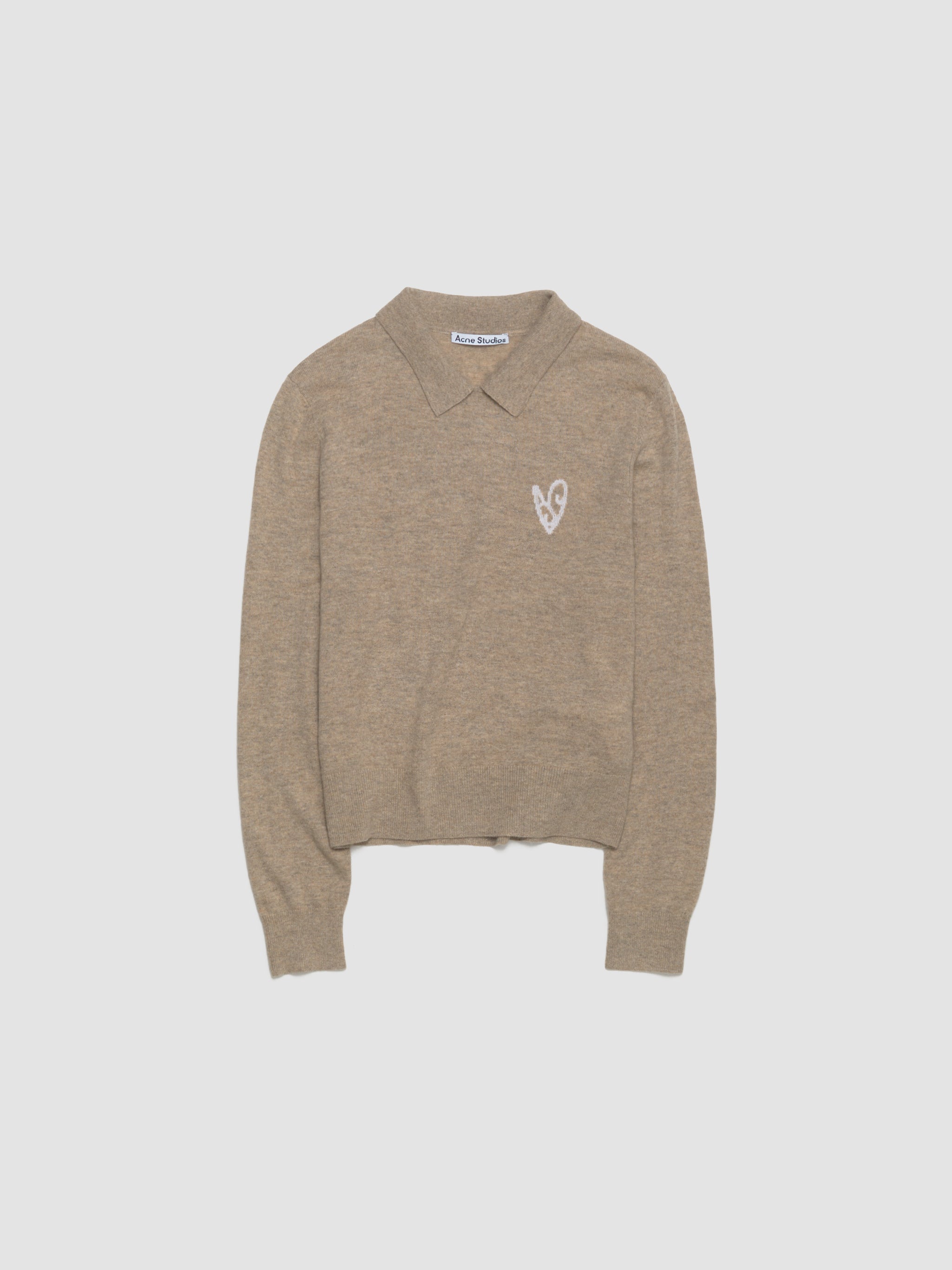 Yak Wool Polo Sweater in Oat Beige